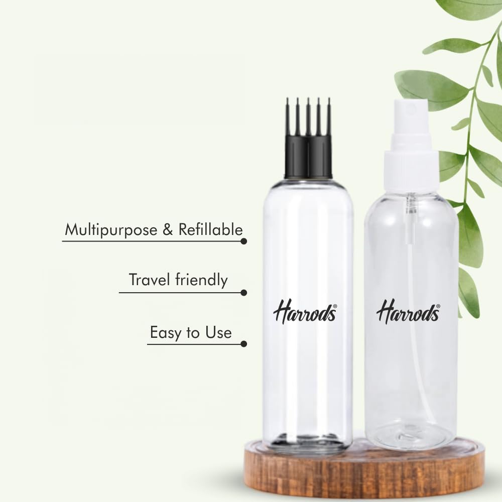 HARRODS 200ml Empty Plastic Spray Bottles (3-Pack) - Leakproof Travel Bottles for Hair & Face Care, DIY Beauty Products, Rosemary Hair Spray & Rose Water Mist | Perfect for Travel, Gym, Salon & Home Use
