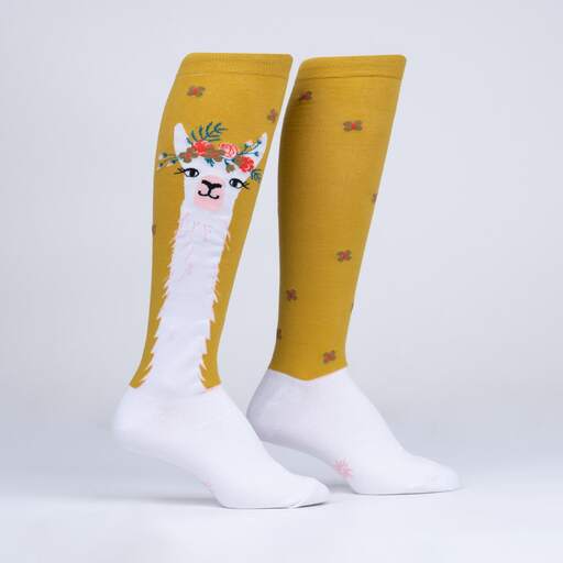 Funny Llama Print Knee High Socks for Women - Comfortable & Stylish Crew Socks - Perfect for Cosplay, Gifts, and Everyday Wear