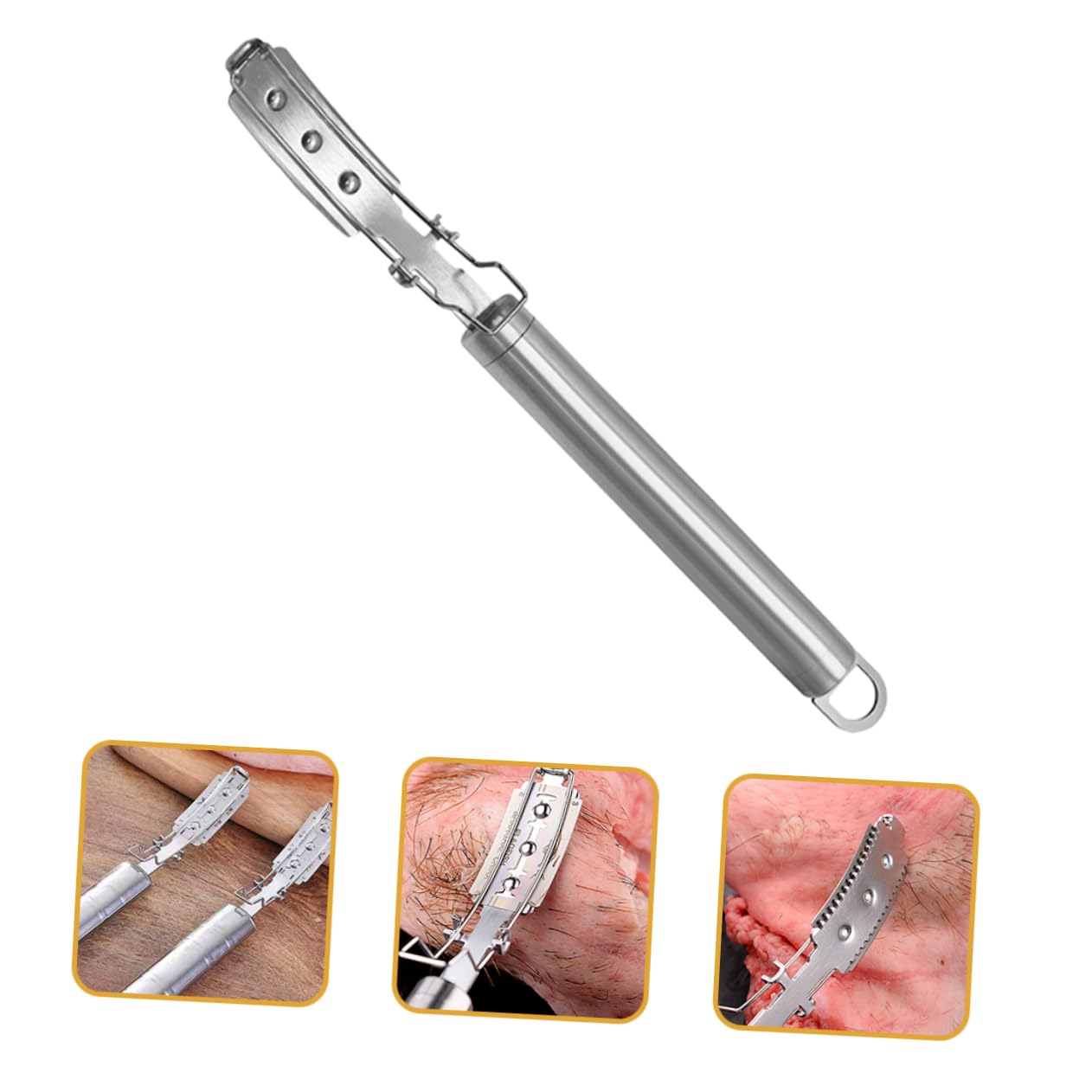 4 Pcs Stainless Steel Razor Holder & Hair Remover Tool for Kitchen Meat Prep