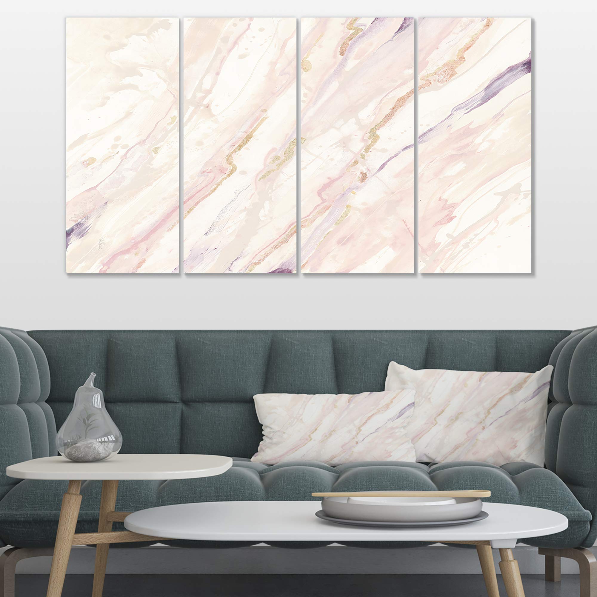 Designart 'Copper Dreams Geometric' Modern Farmhouse Canvas Wall Art - Handmade Gallery Wrapped Painting for Living Room, Bedroom & Office Decor