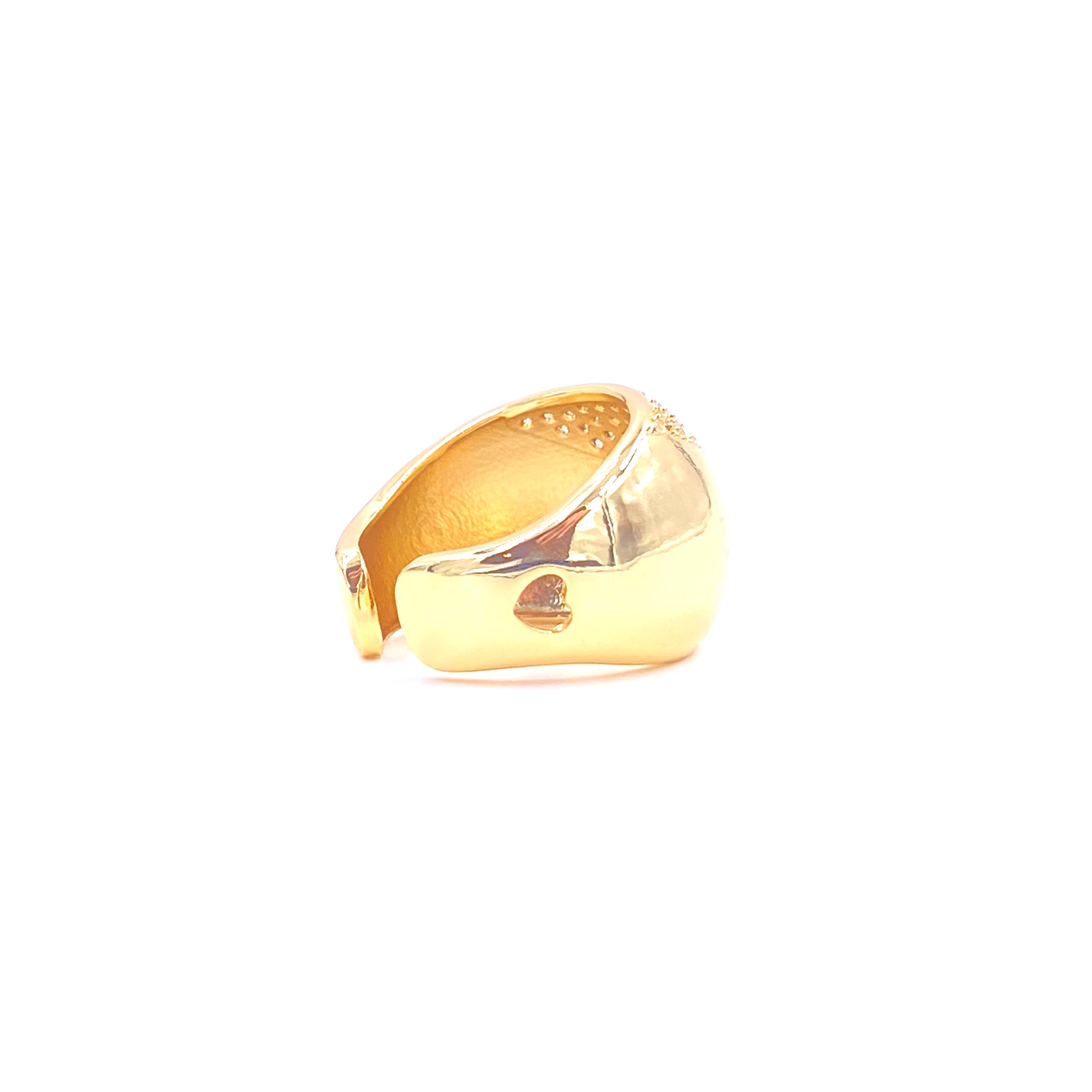 Ashley Gold Stainless Steel Adjustable CZ Dome Ring for Women - 18K Gold Plated Cubic Zirconia Fashion Jewelry - Perfect for Parties, Weddings & Everyday Wear