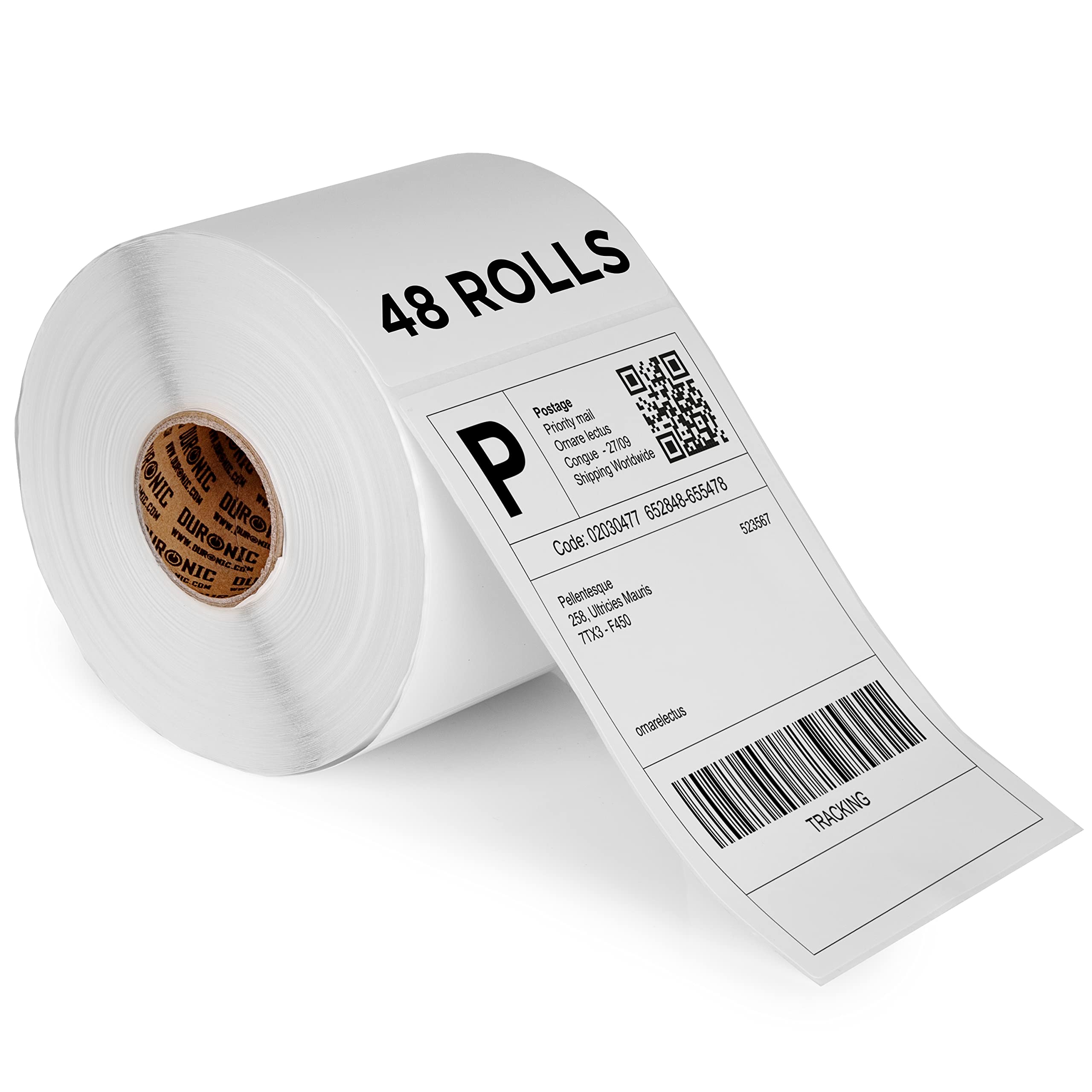 Duronic Thermal Labels LL4X6 [24,000 Labels 48 Rolls] | 100x150mm (4x6 Inch) Self-Adhesive Shipping Labels for Etsy, Shopify, eBay, Amazon | Compatible with Royal Mail, FedEx, UPS, Hermes | 48 Roll Pack | Perfect for Small Business Shipping & Ecommerce Orders