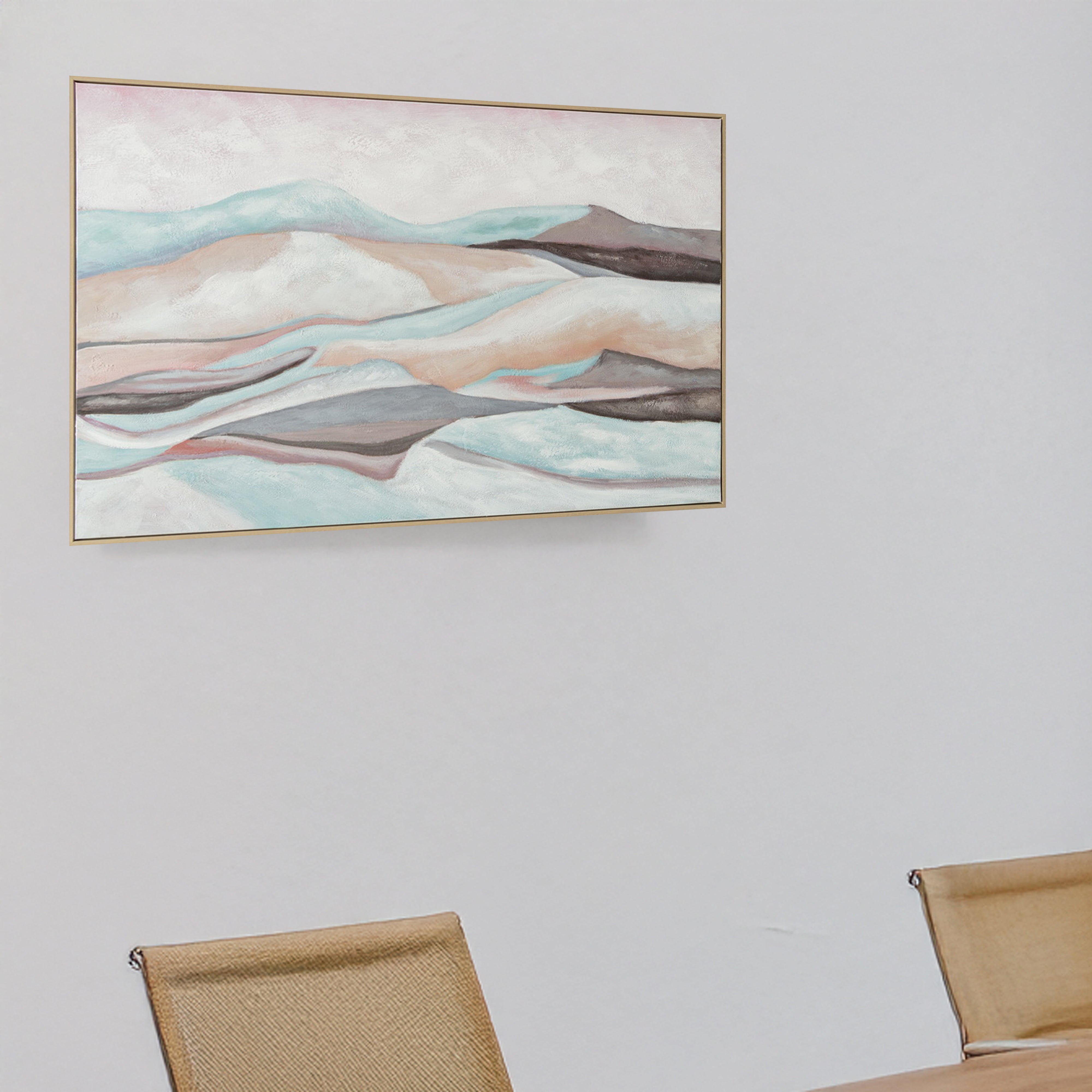 Urban Style Brushmarks Oil Painting Textured Mountain Landscape Wall Art - Perfect for Living Room, Bedroom & Office Decor