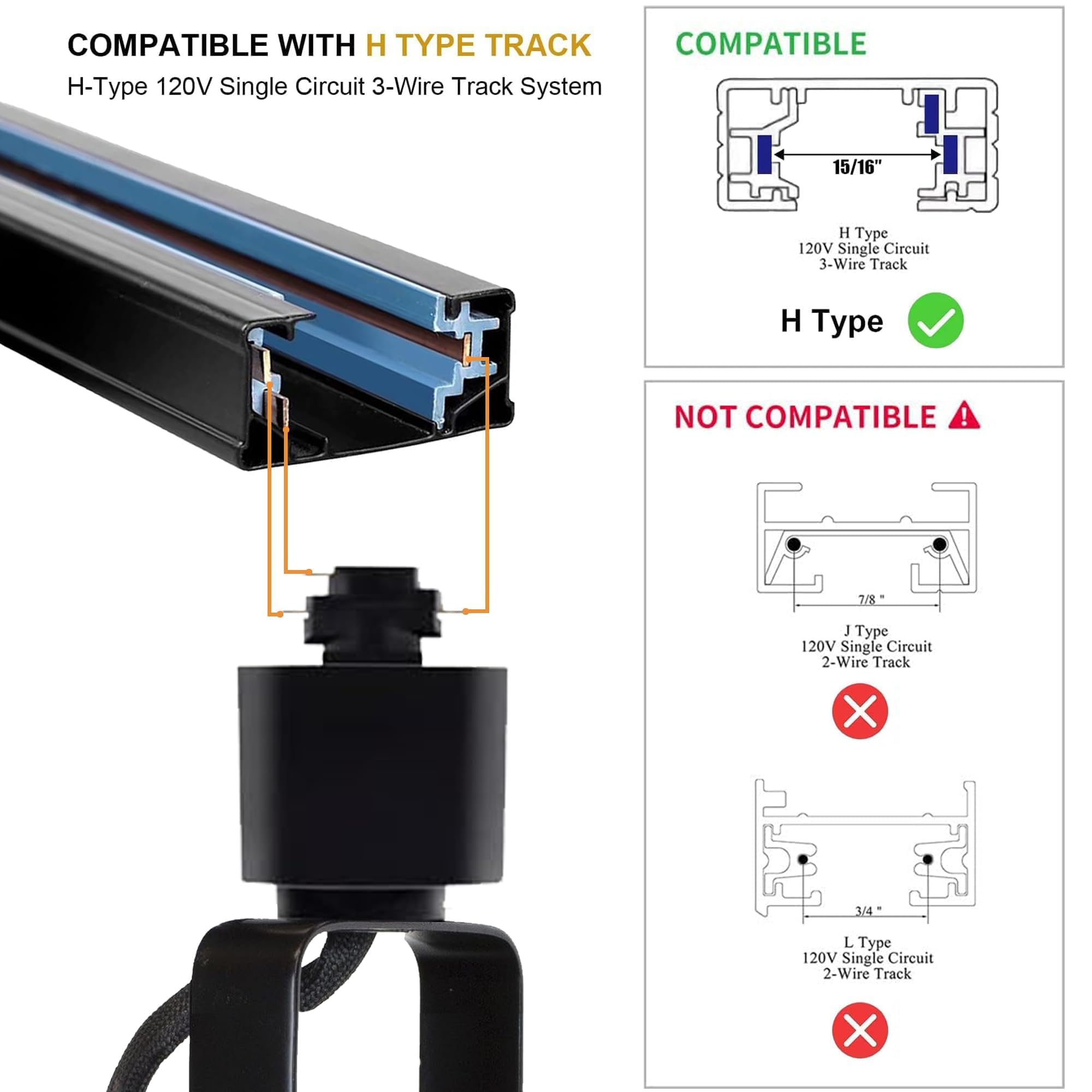 Dimmable GU10 LED Track Lighting Kit with 3x4.92ft H-Type Rails & 12 Pack 4000K Natural White Bulbs - Energy Efficient Ceiling Spotlight Fixture for Home, Office, and Retail Lighting