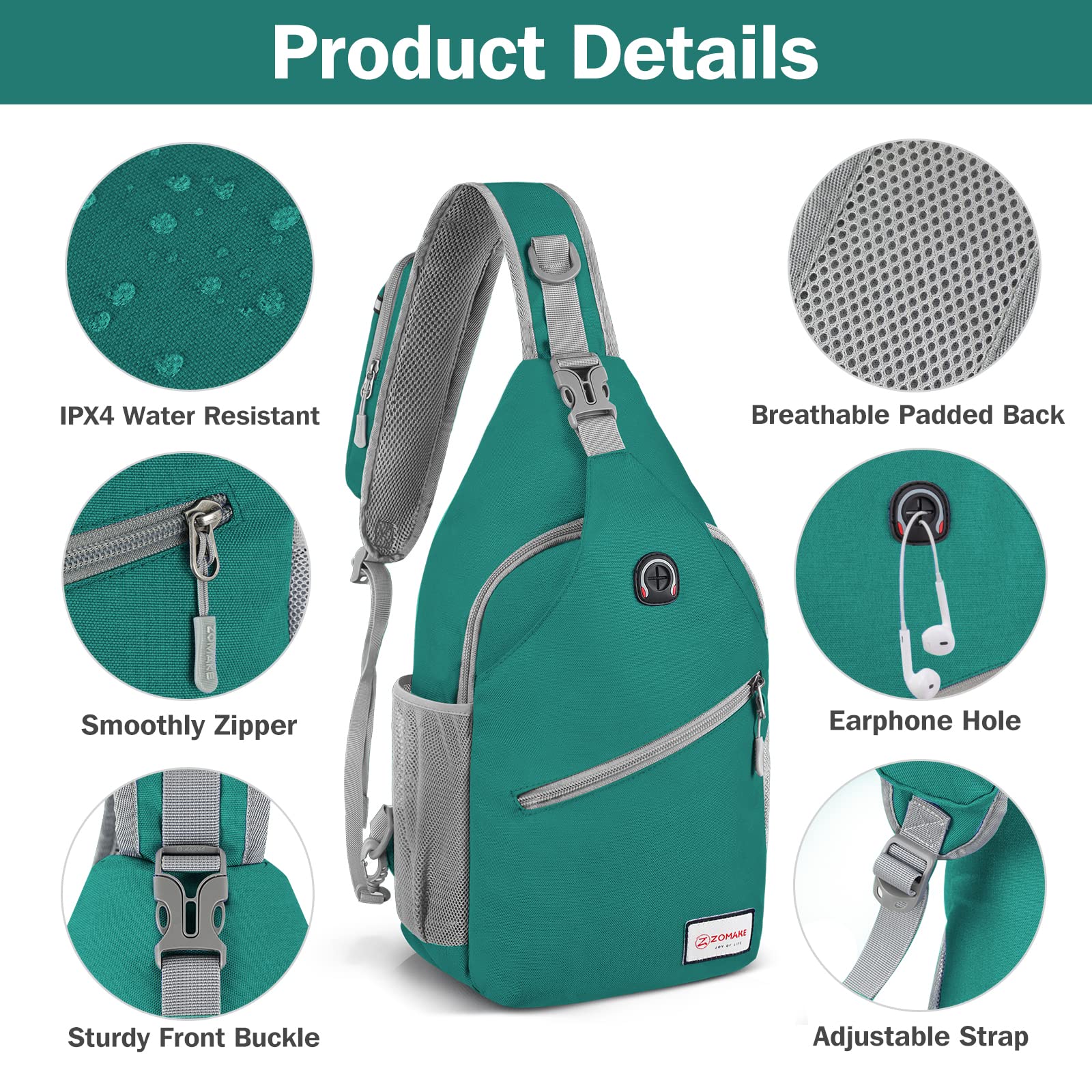 ZOMAKE Unisex Sling Bag - Lightweight Water-Resistant Crossbody Backpack for Travel, Hiking & Sports | Anti-Theft Chest Shoulder Bag (Army Green) - Perfect for Daily Commute, Gym & Outdoor Adventures