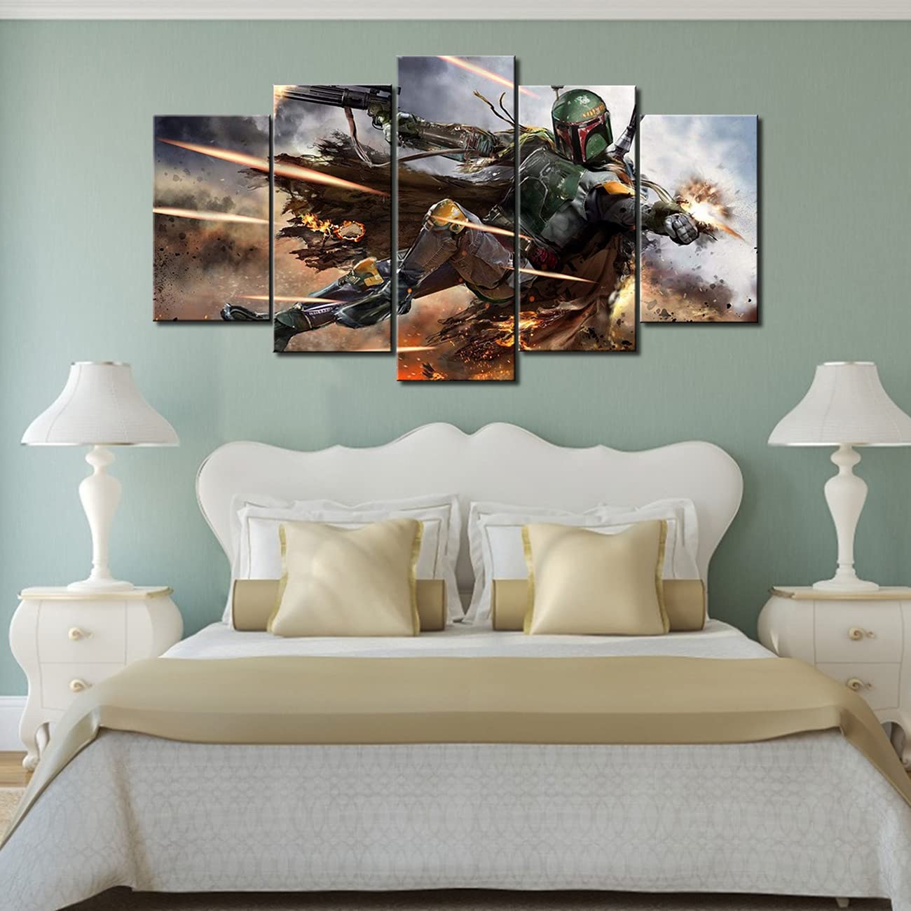 Star Wars Boba Fett Bounty Hunter Classic Movie Poster - 5 Panel Canvas Wall Art Print for Living Room, Bedroom & Home Theater Decor | Premium Home Decor Gift for Fans