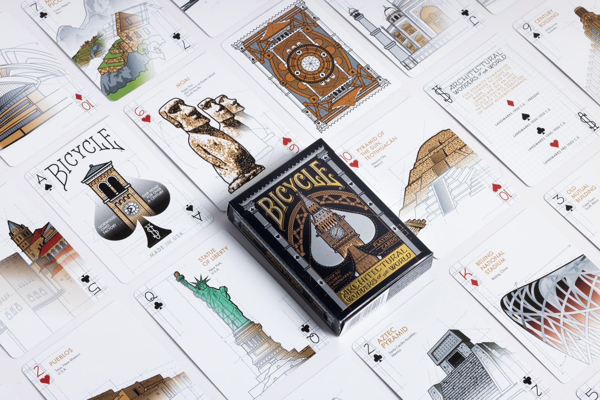 Bicycle Architectural Wonders of The World Playing Cards - Premium Deck Featuring Global Landmarks - Perfect for Card Games, Magic Tricks, and Collectors