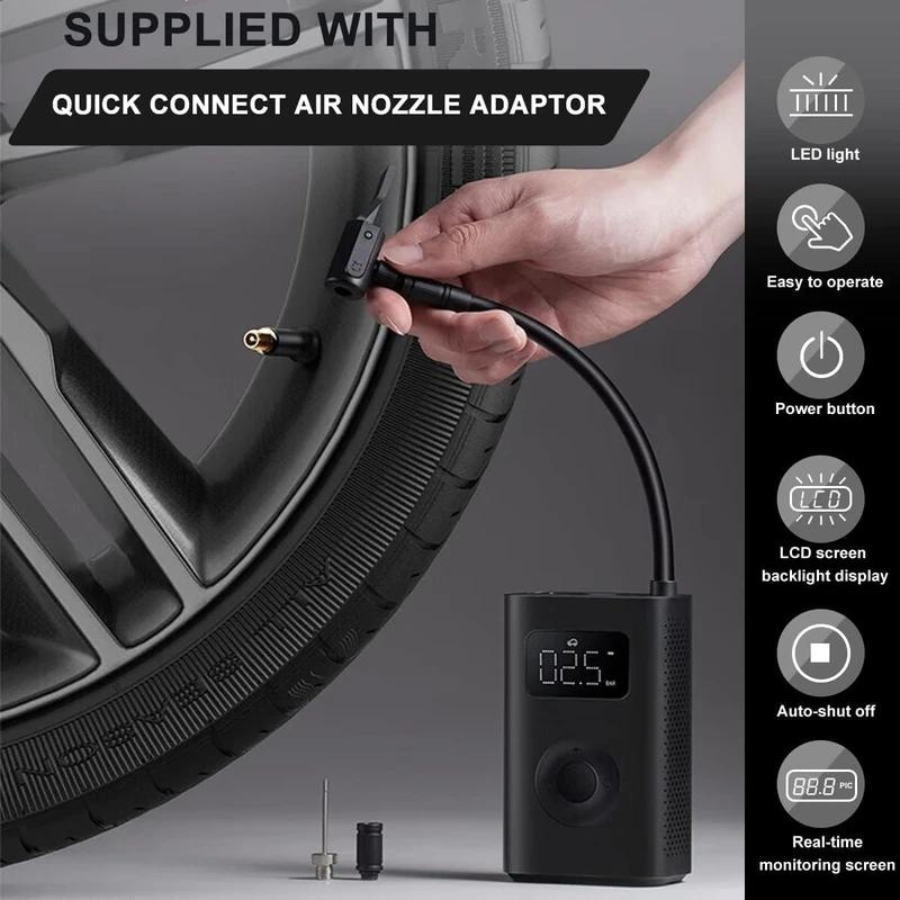 Xiaomi Portable Electric Air Compressor 2 - Fast Inflator for Car Tires, Bikes, Balls & Inflatables | Compact & Lightweight Design | Perfect for Travel, Camping & Emergency Use