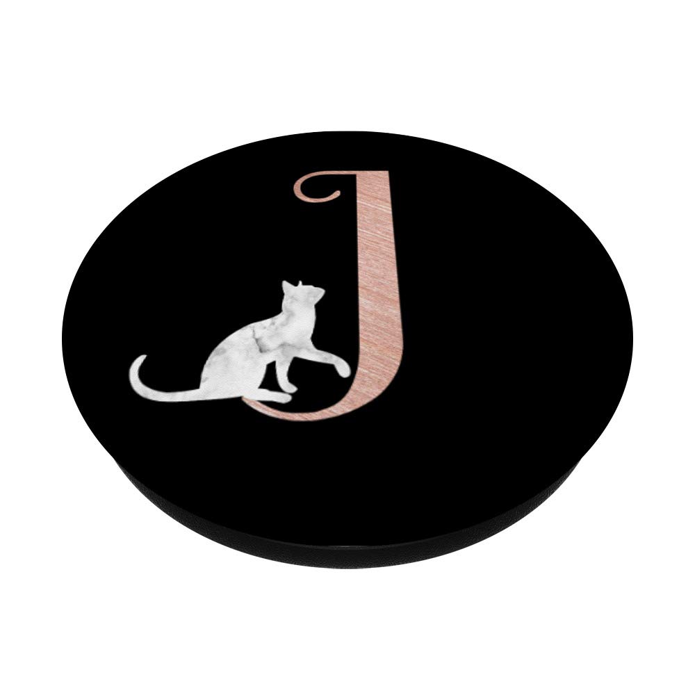 Rose Pink Letter J Phone Stand - Elegant Marble Cat Design for Girls - Perfect for Desk, Bedroom & Gift Giving