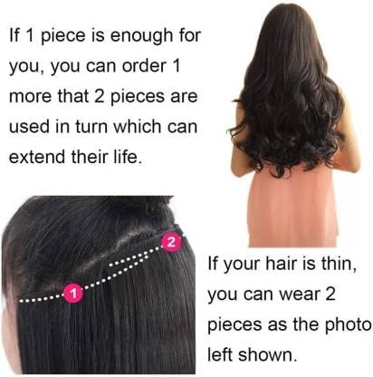 Abrish 24 Inch Long Curly Black Human Hair Extensions for Women - Natural Looking Synthetic Hair Weave for Girls | Perfect for Daily Wear, Parties & Special Occasions