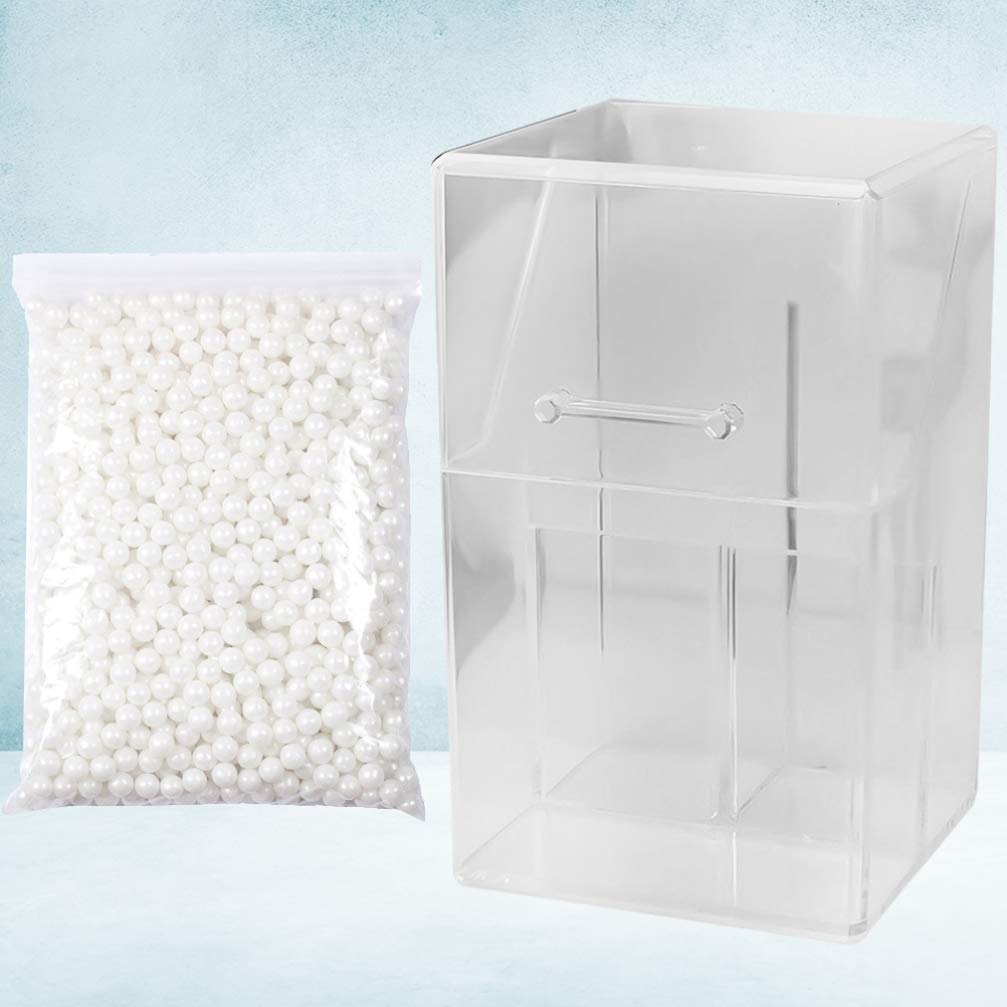 YARNOW Acrylic Makeup Brush Holder with Lid - Dustproof Cosmetic Brush Organizer for Eyebrow Pencils & Stationery (Includes 1PC Brush Container + Pearl Bag) - Perfect for Vanity, Travel & Salon Use