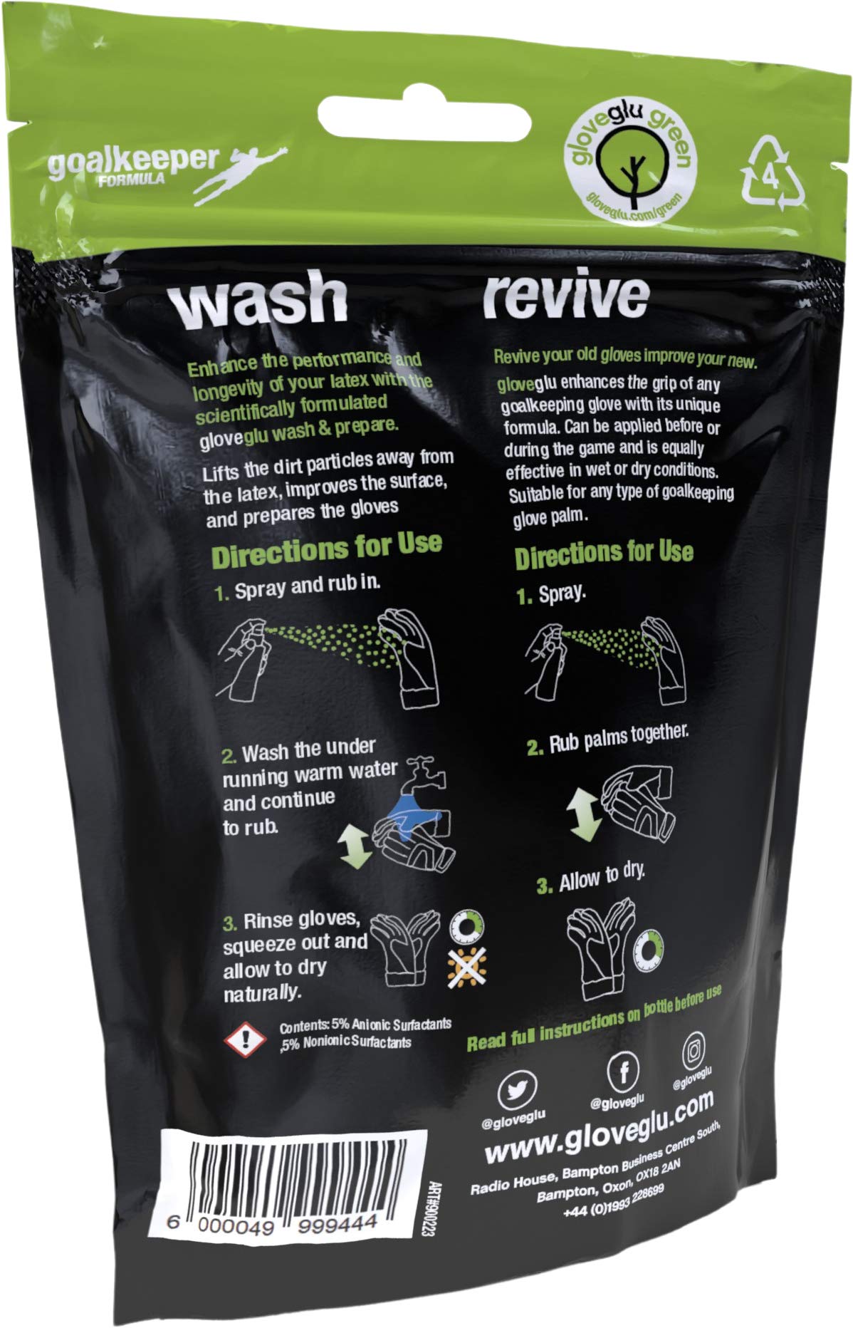 Premium Goalkeeper Glove Care Kit - gloveglu 120ml Wash & Prepare + 50ml Grip Spray | Enhances Grip & Cleans Gloves | Ideal for Soccer, Training & Match Days