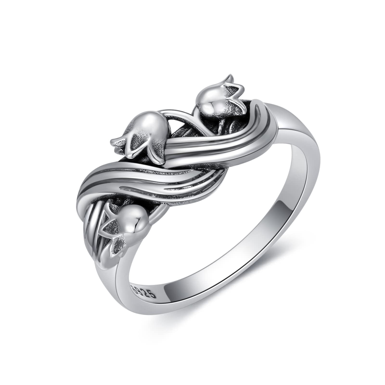 Vintage 925 Sterling Silver Birth Flower Rings for Women - Elegant Birthday Jewelry Gifts for Mom, Wife, Daughter | Perfect for Anniversaries, Valentine's Day & Special Occasions