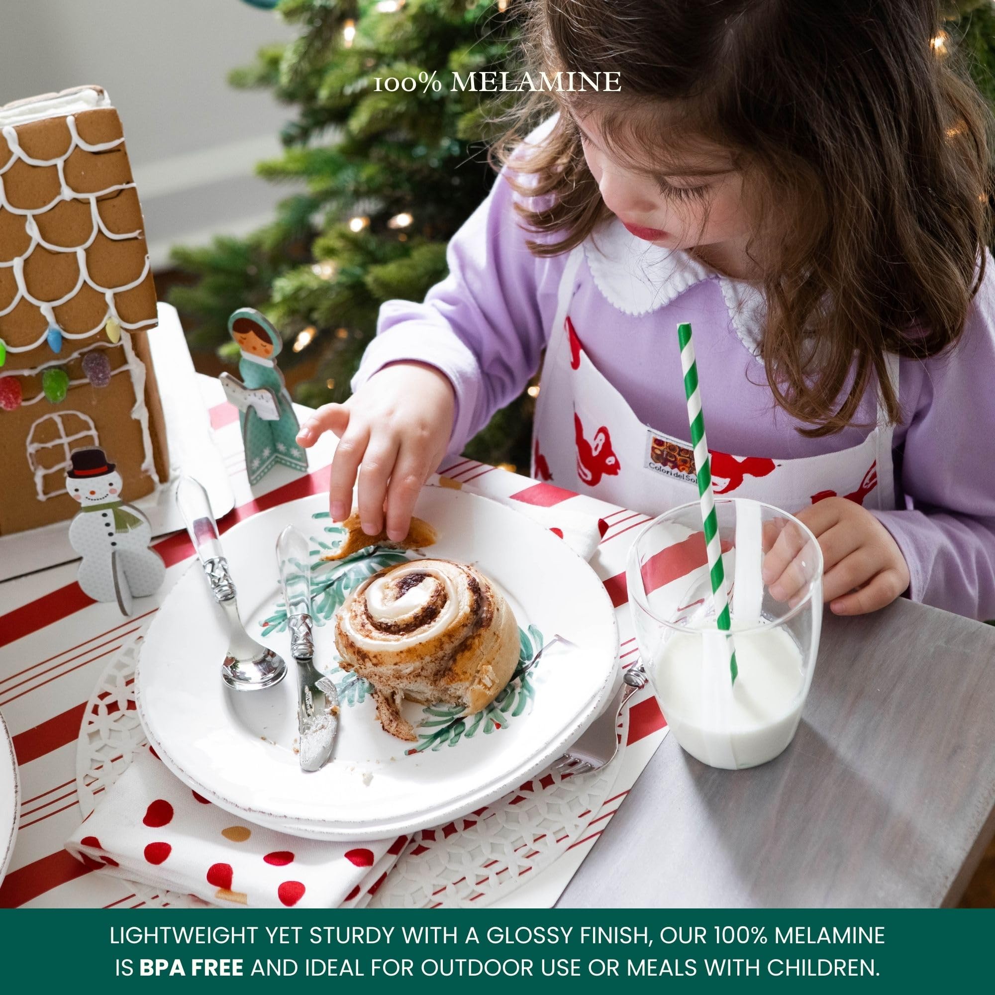Vietri Melamine Holiday Green Unbreakable Salad Plate - 8.75