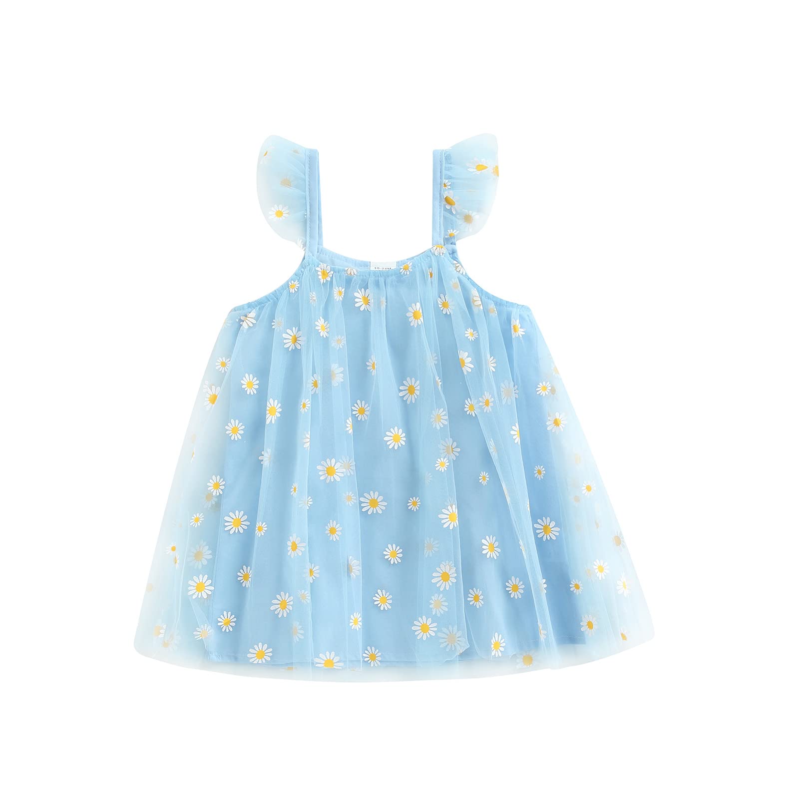 Newborn Baby Girl Summer Dress - Daisy Floral Print Sleeveless Tulle Tutu Princess Dress | Perfect for Photoshoots, Birthday Parties & Special Occasions