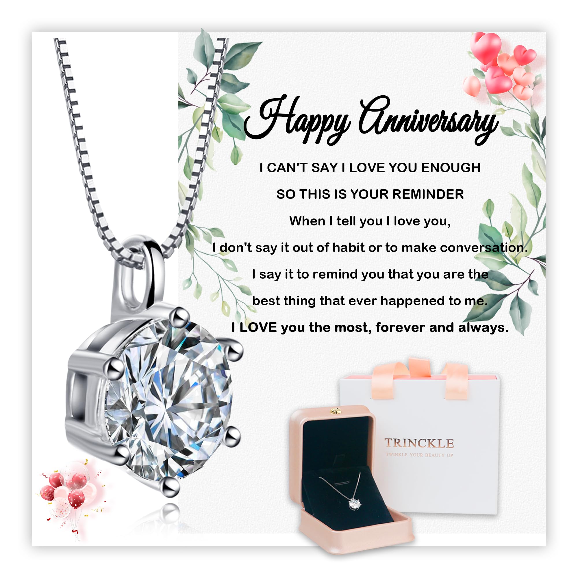 3 Carat Moissanite Necklace for Women - Anniversary Gift for Wife, Girlfriend & Soulmate - Durable Moissanite Jewelry for Birthday, Valentine's Day & Special Occasions - Perfect for Date Nights, Weddings & Romantic Surprises