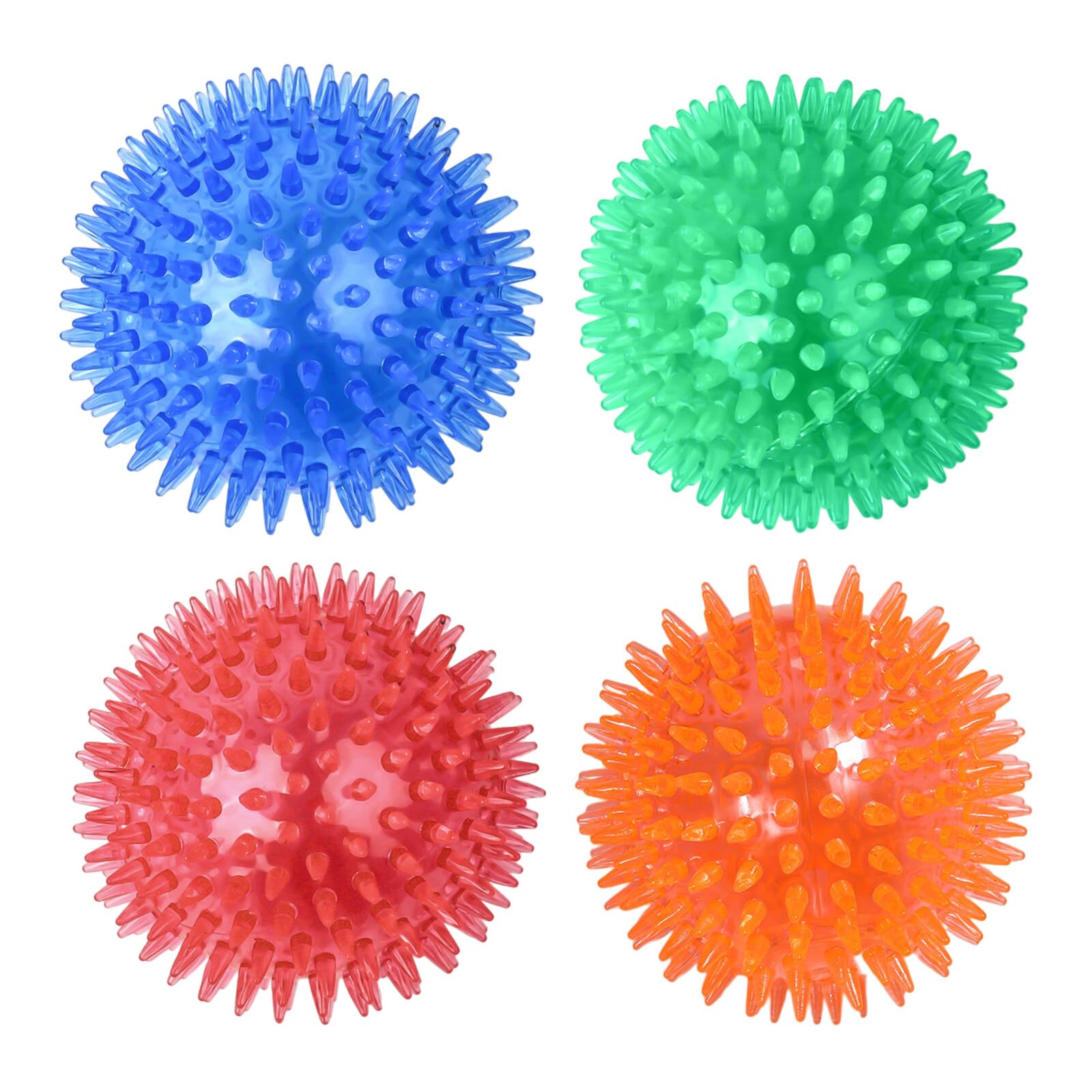 **Yissone 4Pcs Squeaky Dog Toys for Aggressive Chewers - Durable Spikey Ball for Teeth Cleaning & Training - Perfect for Playtime, Fetch & Interactive Fun**