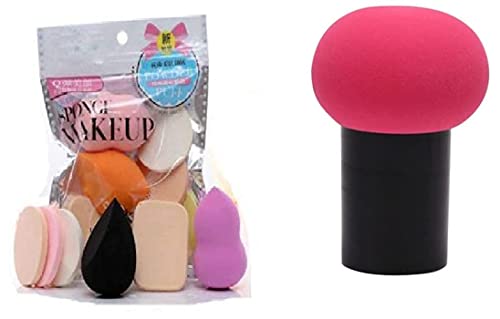 Homeoculture 6-in-1 Mushroom Powder Puff Blender Sponge - Pack of 7 Multicolor Makeup Beauty Blenders for Flawless Foundation & Contouring | Perfect for Professional Makeup Artists & Daily Use