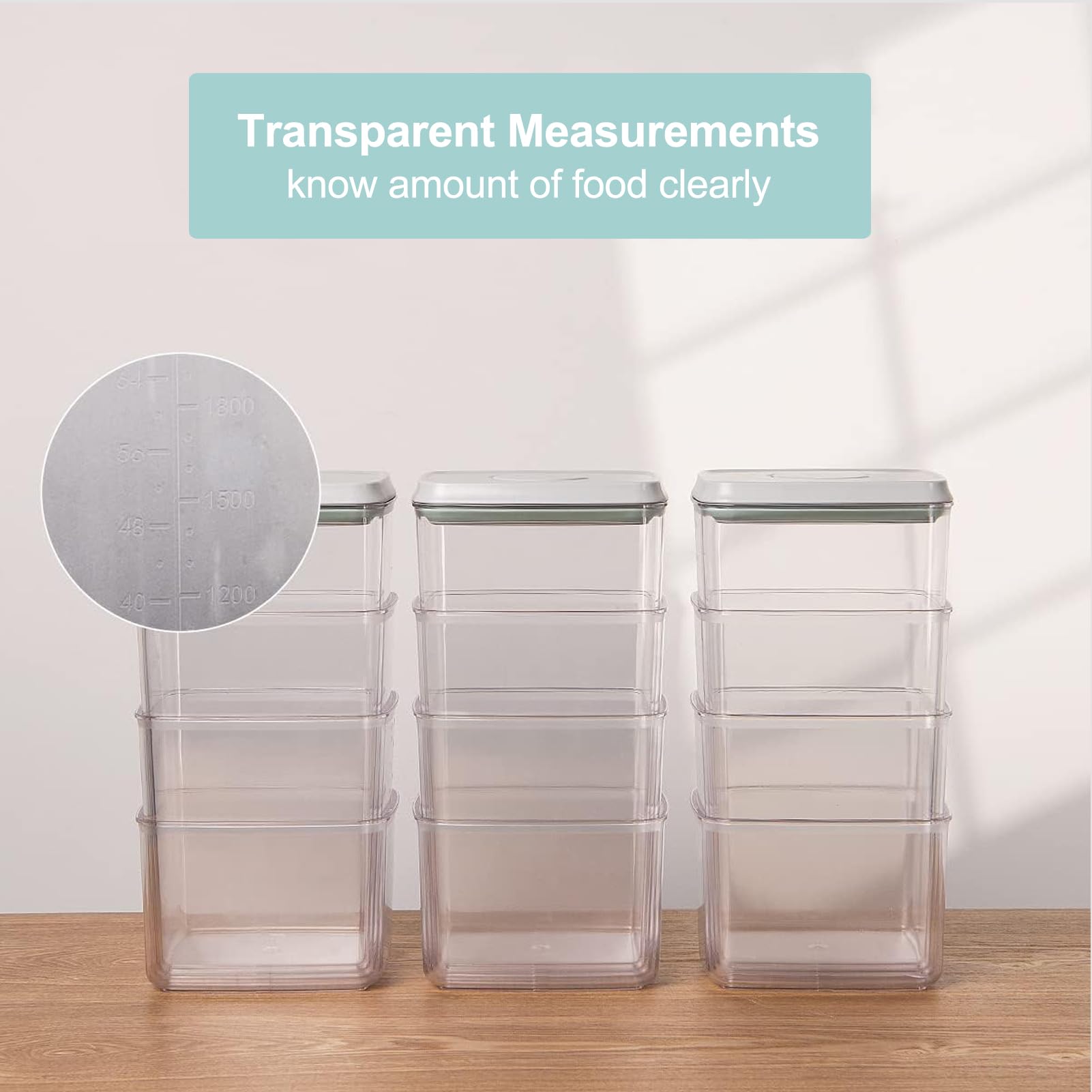 BPA-Free Airtight Food Storage Containers with Lids - 12-Piece Stackable Kitchen Pantry Organizers for Snacks, Candy, Salt, Herbs & Spices (1.2QT, 2QT, 2.7QT, 3.3QT x3) - Perfect for Meal Prep & Bulk Food Storage