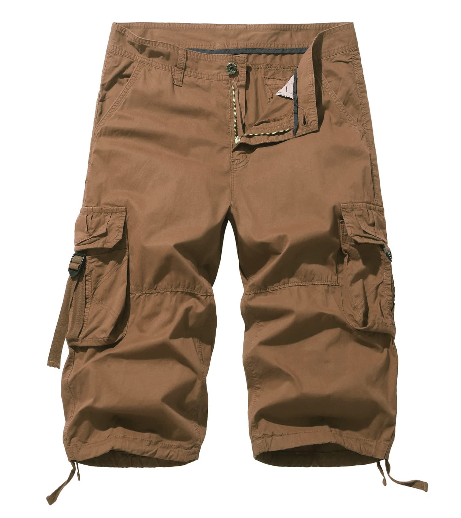 Men's 3/4 Length Cargo Shorts - Below The Knee Stretch Comfort Fit Outdoor Hiking & Summer Casual Wear