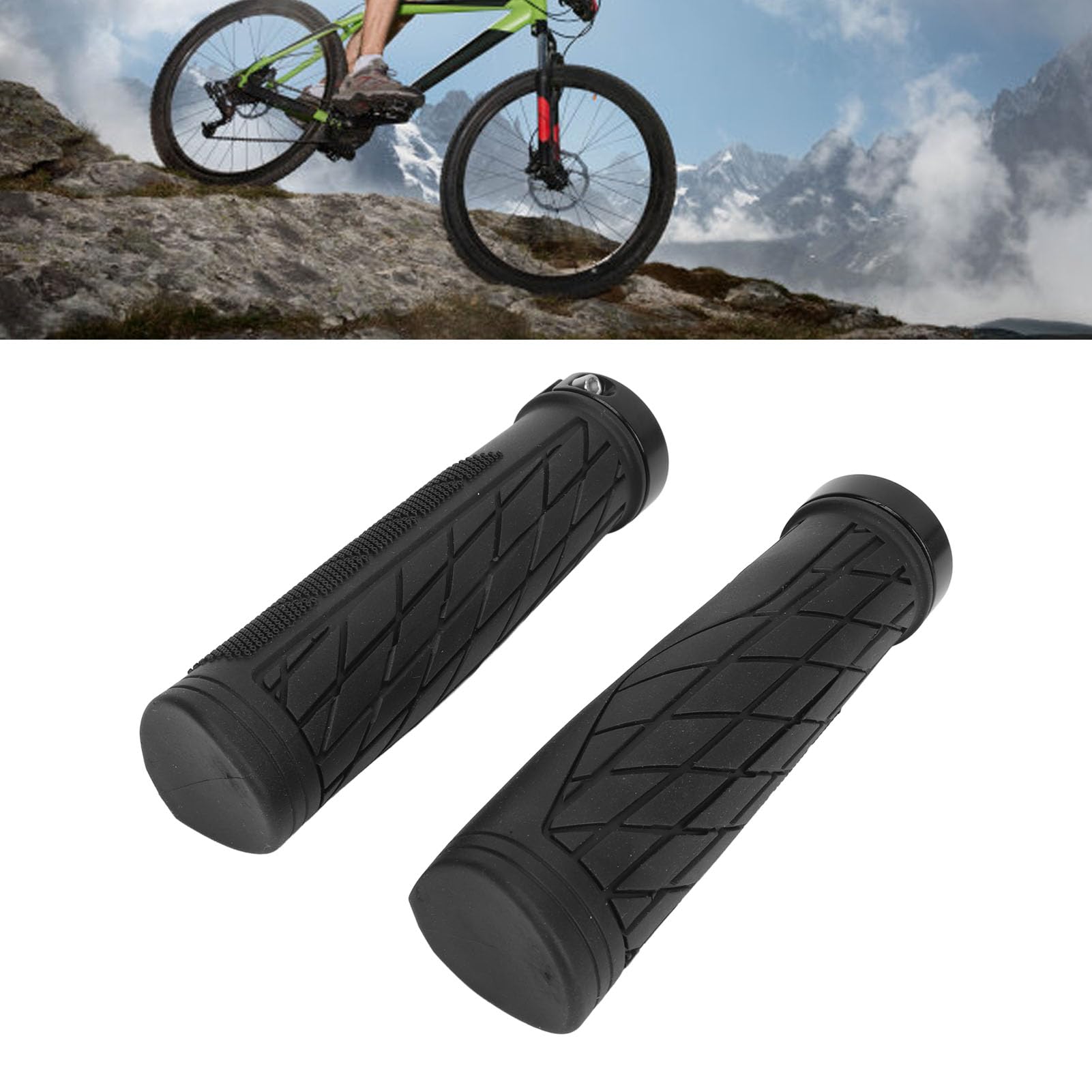 1 Pair Anti-Slip Bike Handlebar Grips - Ergonomic Replacement Grips for Bicycles, Scooters & Mountain Bikes (MTB) - Easy Installation, Durable Black Rubber - Perfect for Commuting, Off-Road Cycling & Urban Riding