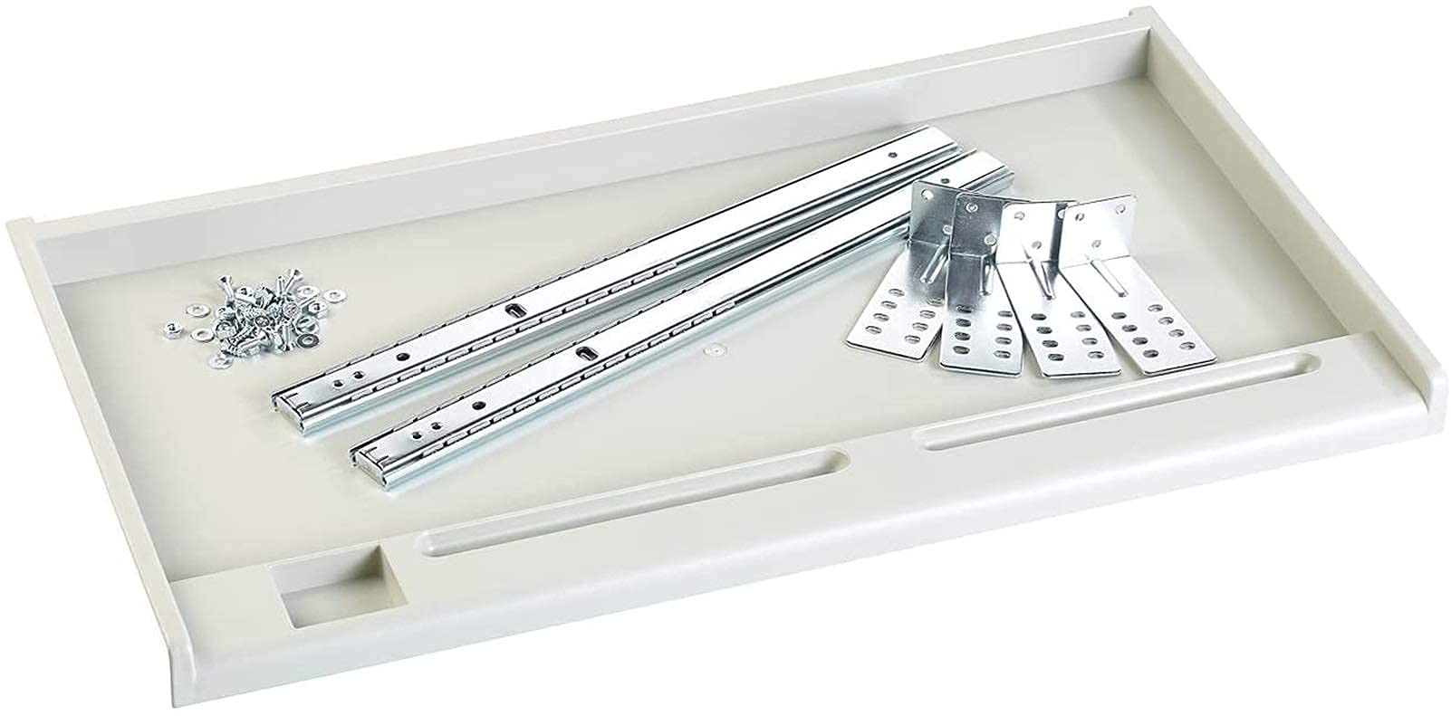 Ergonomic Under Desk Keyboard Tray with Ball-Bearing Slides - White | Adjustable Sliding Keyboard Drawer for Computer Desks | Perfect for Home Office, Gaming Setup & Workspace Organization