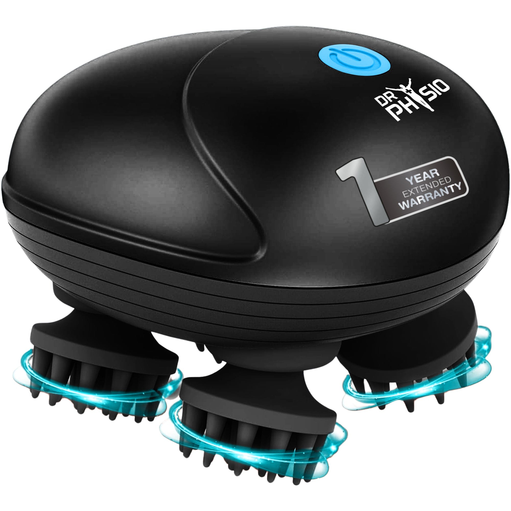 Dr Physio USA Electric Head & Scalp Massager - Rechargeable 4-Head Massager with Kneading Points, 3 Speed Modes for Hair Growth, Stress Relief & Full Body Massage | Portable Deep Clean Scalp Stimulator for Home, Office & Travel Use (Black)