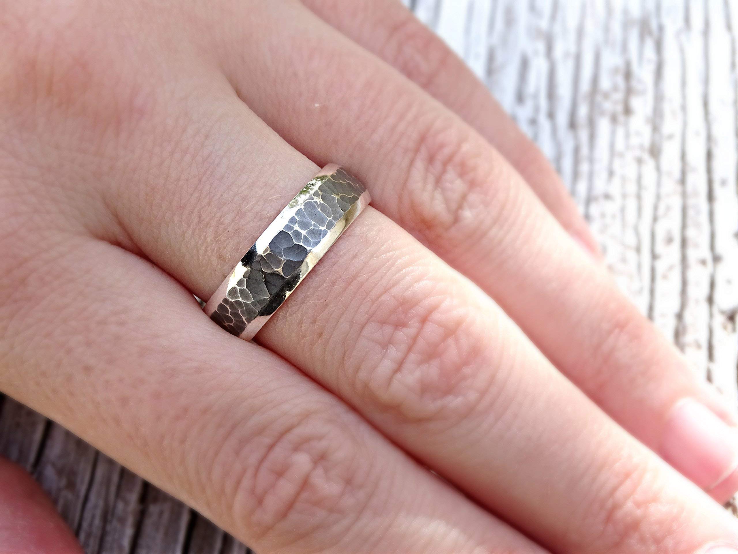 Personalized Men's Wedding Band - Handmade Hammered Silver Ring with Oxidized Finish - Unique Cool Men's Jewelry for Wedding, Anniversary & Special Occasions