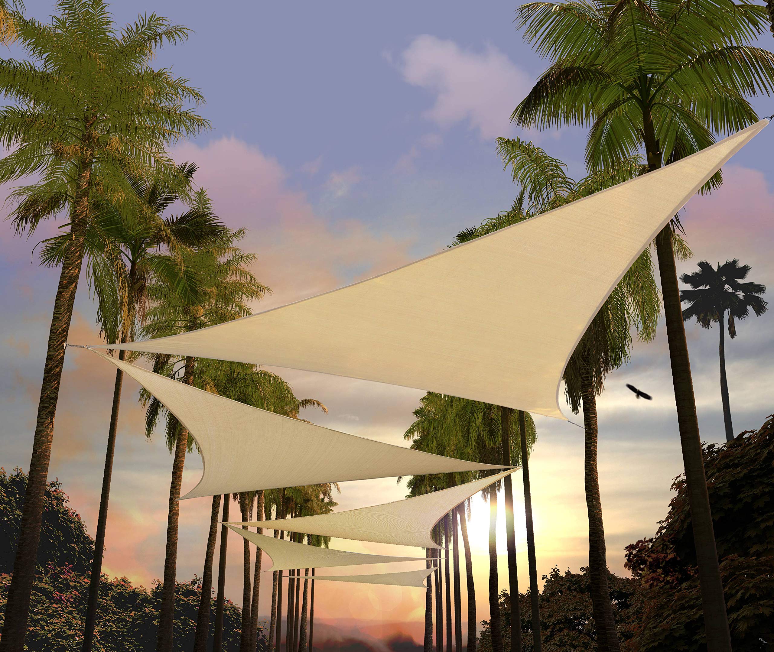 Custom Size 20' x 20' x 20' Beige Triangle Sun Shade Sail - 95% UV Block, Water & Air Permeable Canopy Awning for Patio, Pool, Garden - Commercial & Residential Use (Custom Sizes Available)