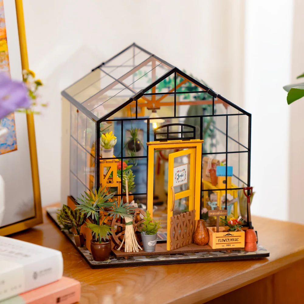 ROBOTIME Cathy's Flower House DIY 3D Wooden Puzzle Kit - Creative Home Decor, Gift for Adults & Teens - Perfect for Relaxation, Room Decoration, and Craft Lovers