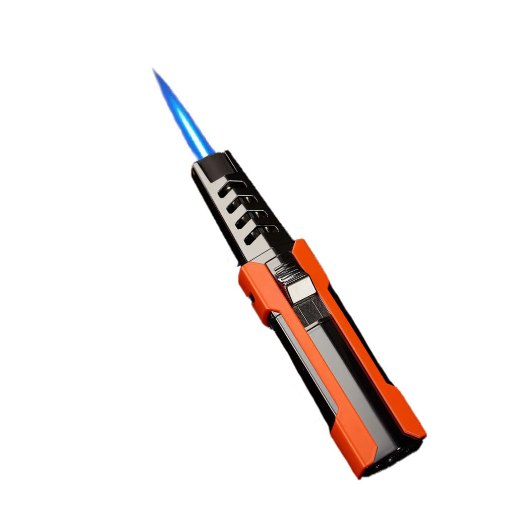 Solar Beam Torch Lighter - Ultra-High Temperature Windproof & Waterproof Jet Flame Lighter for Kitchen, BBQ, Camping, Hiking, Outdoor Adventures - Perfect Gift for Men (Orange, Gas Not Included)