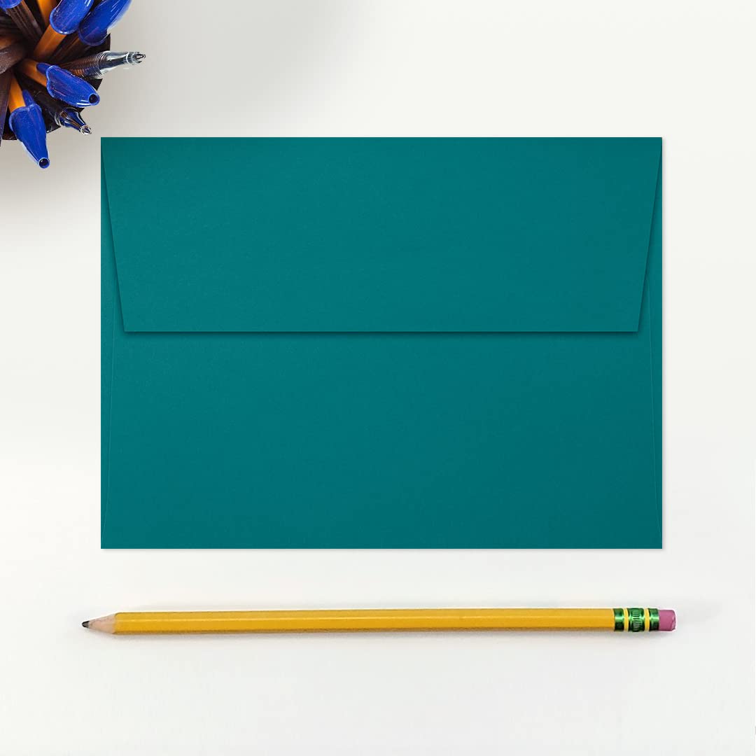 LUXPAPER A7 Invitation Envelopes for 5x7 Cards - 80lb Teal Printable Envelopes with Peel & Press Seal - 1000 Pack (5.25x7.25 Inches) - Perfect for Weddings, Parties, Business Events and Greeting Cards