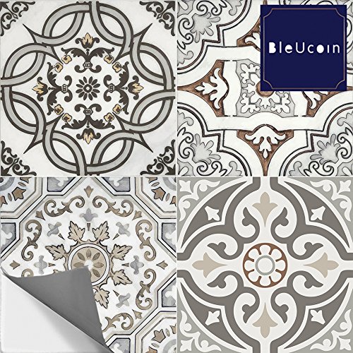 Bleucoin Art Deco Peel and Stick Tile Stickers - Waterproof Removable Wall Decals for Kitchen Backsplash, Bathroom, Renters & DIY Home Decor (44-Pack, 5.5x5.5 Inches) - Perfect for Updating Apartments, Dorm Rooms & Rental Properties Without Damage