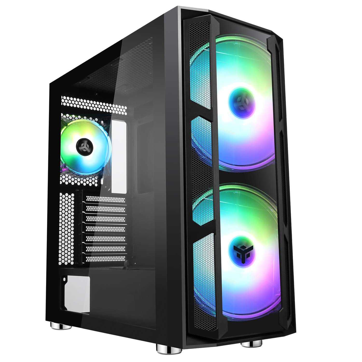 ITek MAJES 20 EVO Full Tower ATX Gaming PC Case - 2x200mm RGB Fans, USB 3.0, Tempered Glass Side & Front Panel - Black | Perfect for High-End Gaming Rigs & Custom PC Builds