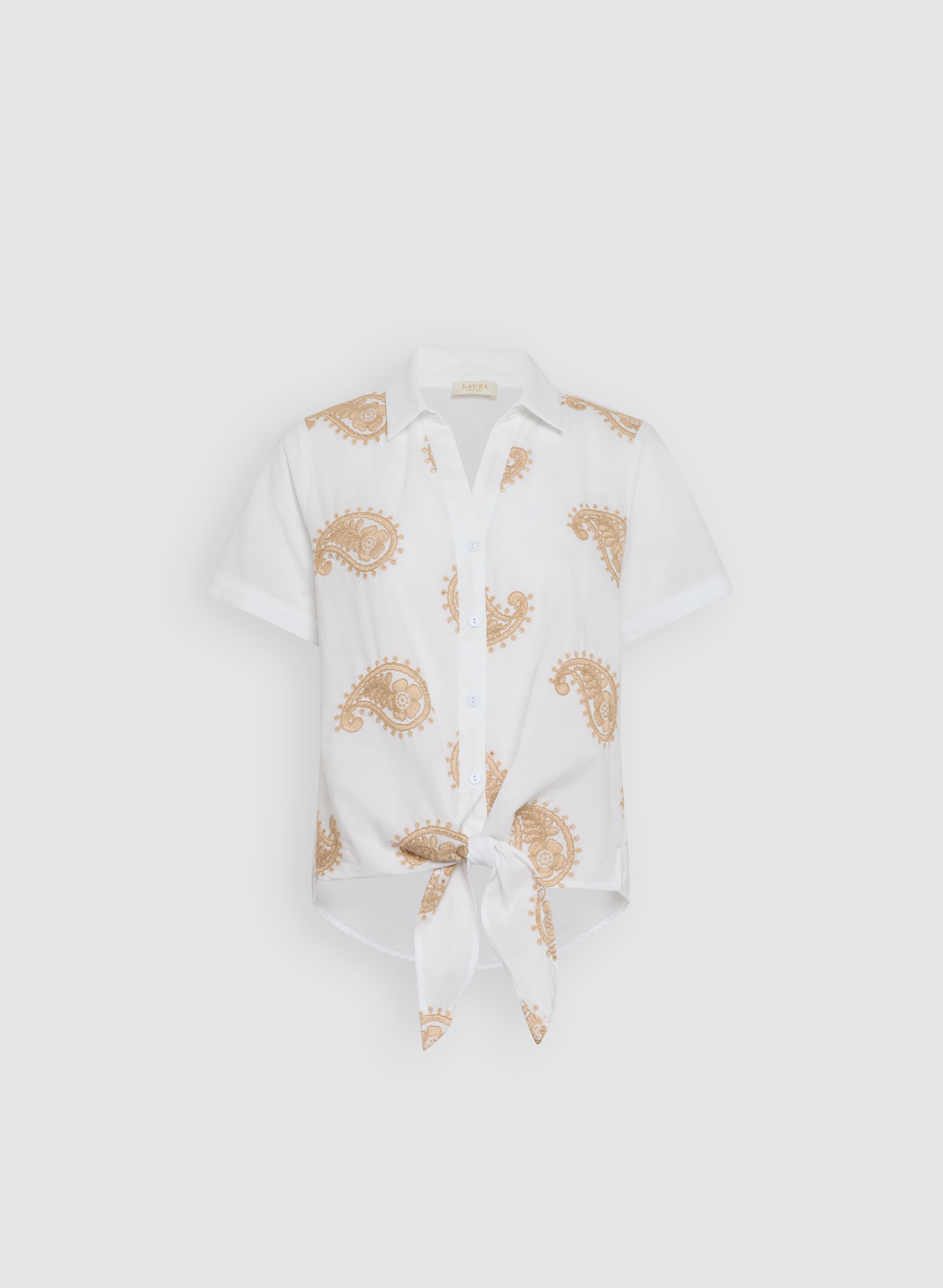 Stylish Paisley Embroidered Button Down Blouse for Women - Perfect for Office Wear, Casual Outings & Special Occasions