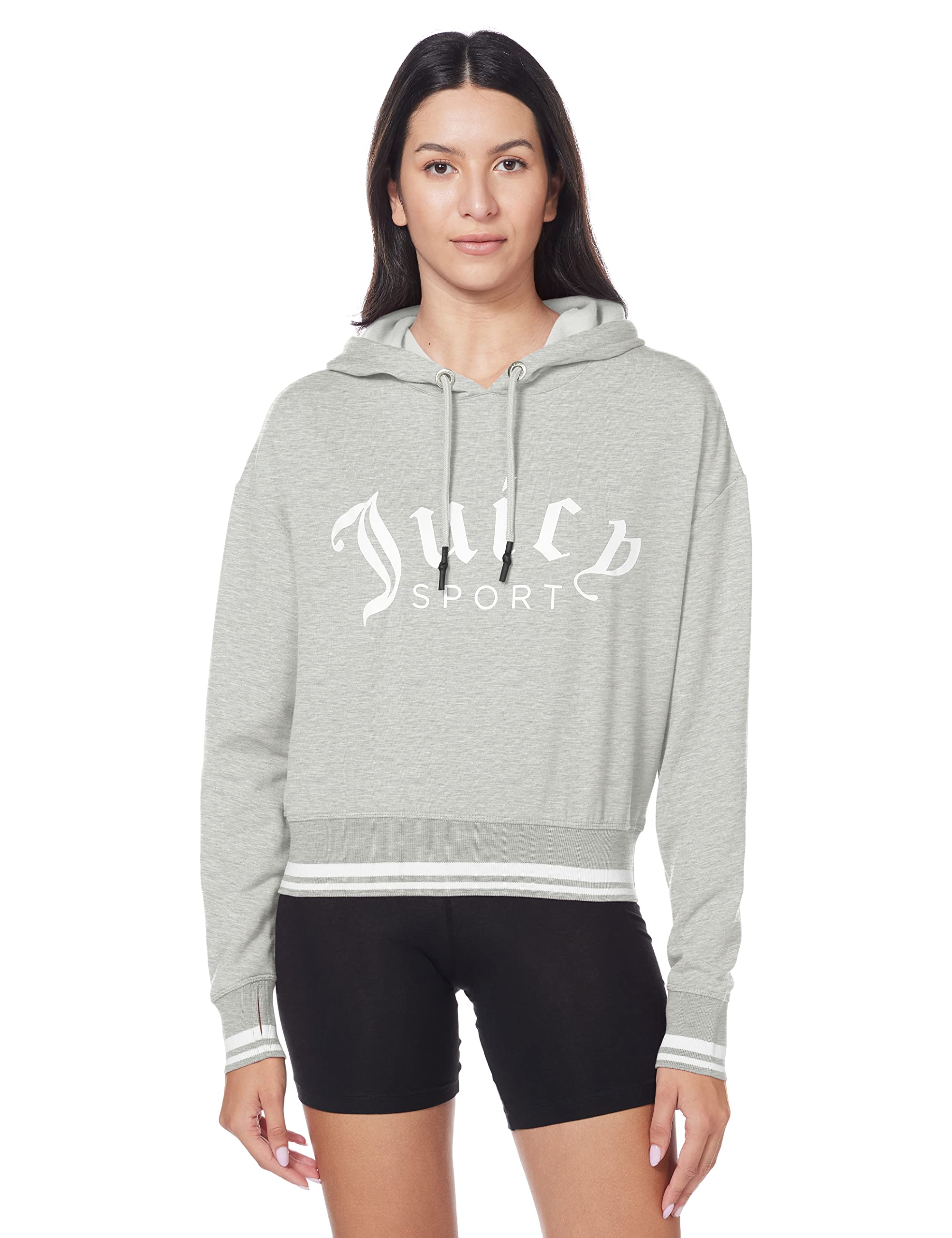 Juicy Couture Women's Cropped Logo Pullover Hoodie | Soft Fleece Sweatshirt with Front Pocket | Casual Streetwear for Women | Perfect for Gym, Lounge & Everyday Wear