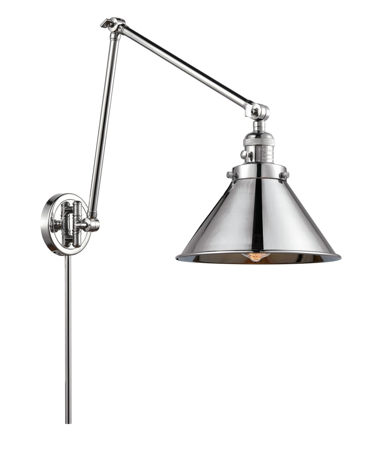 Innovations Lighting 238-PC-M10-PC-LED Briarcliff 1 Light Swing Arm Wall Sconce - Franklin Restoration Collection - Vintage Industrial Style LED Wall Light for Bedroom, Living Room & Office Decor