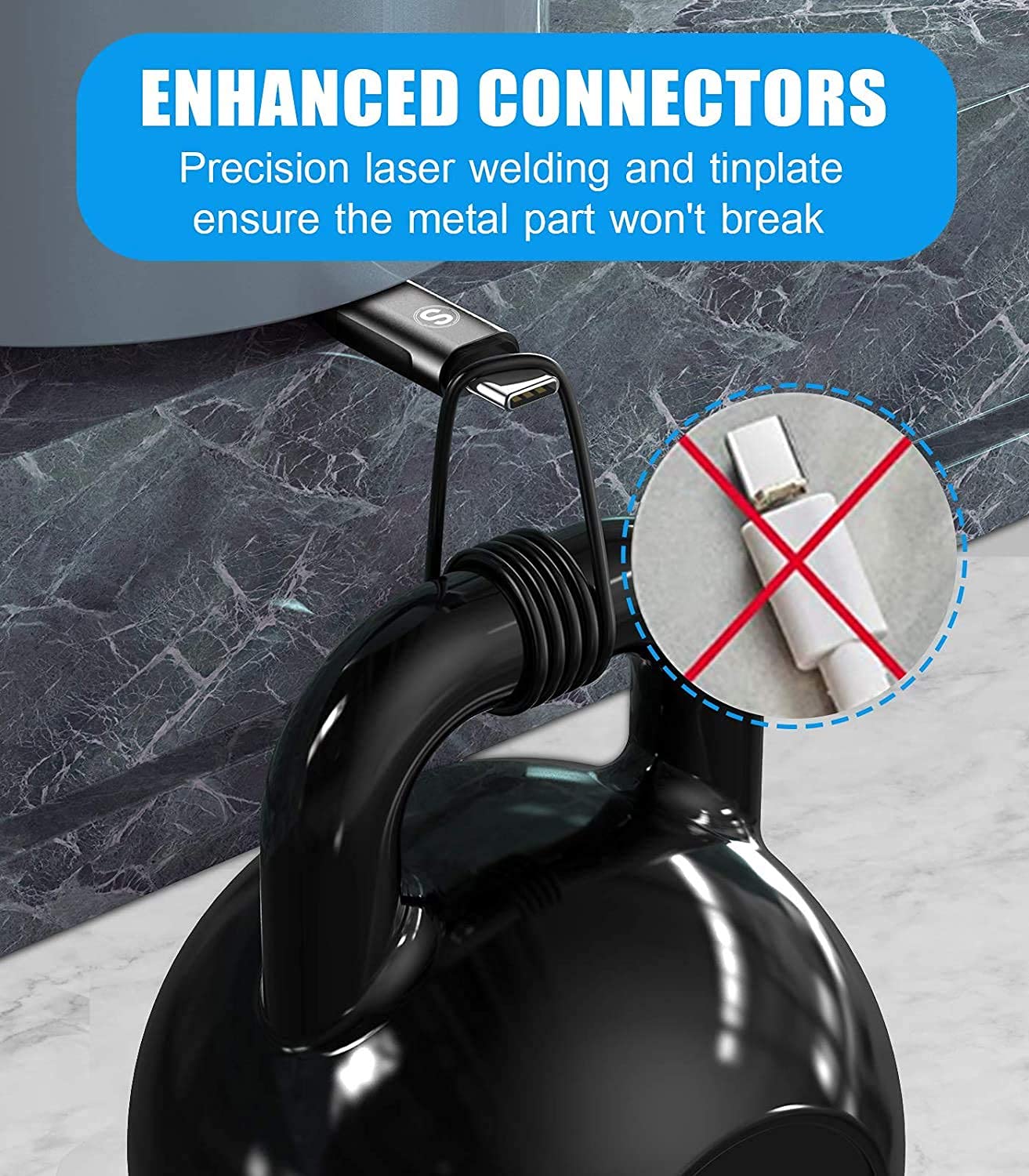 Fast Charging USB C Cable 3.1A [2-Pack, 3.3ft] - Nylon Braided Type C Charger Compatible with iPhone 15/16 Pro Max, Samsung Galaxy S25 to S21/S10, Note 20/10, Pixel, LG, Moto - Perfect for Home, Office & Travel Charging - Black