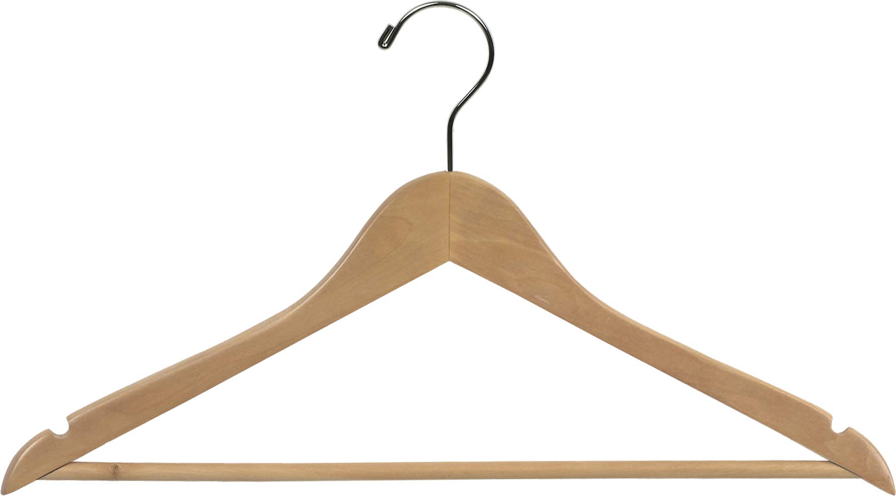 Premium Solid Wood Suit Hangers - Natural Finish, 17