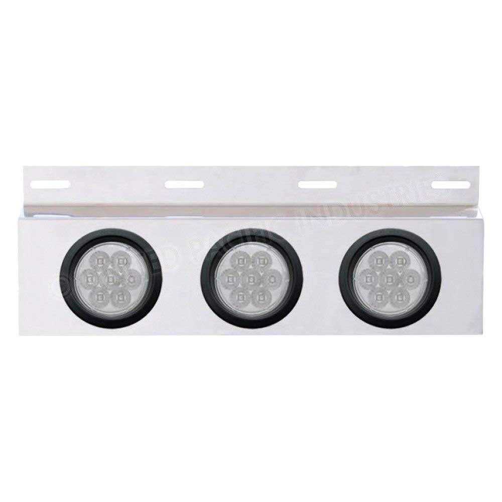 United Pacific 63759 Stainless Steel Mud Flap Hanger with 3 LED Reflector Lights & Grommets - Heavy Duty Truck Mud Flaps for Semi Trailers & Commercial Vehicles