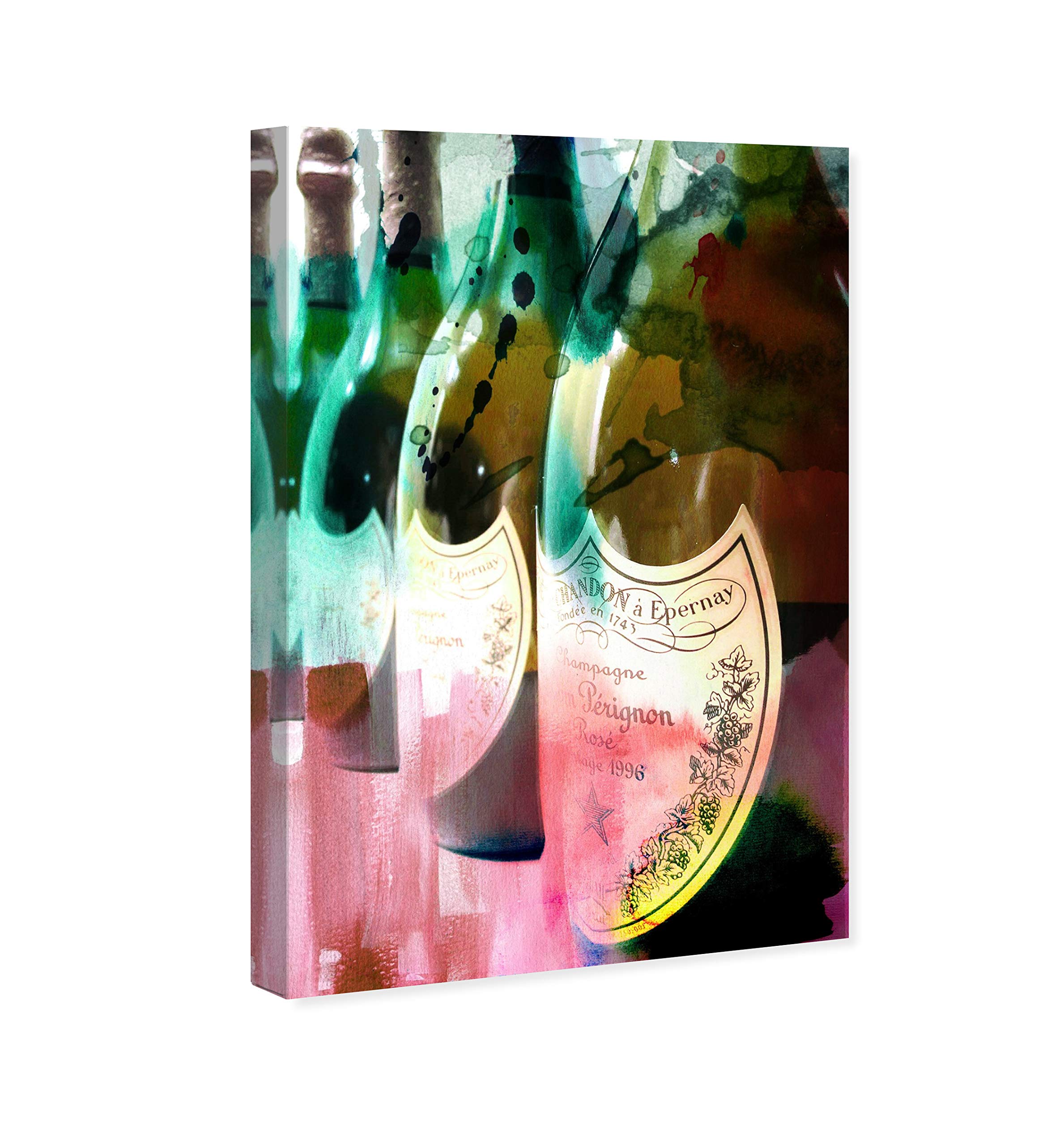 Oliver Gal Artist Co. 'Champagne Feast' Wall Art Canvas Print - 30x45 Inches Pink & Green Abstract Alcohol Painting - Modern Home Bar Decor, Dining Room Artwork, Wine Cellar Decoration