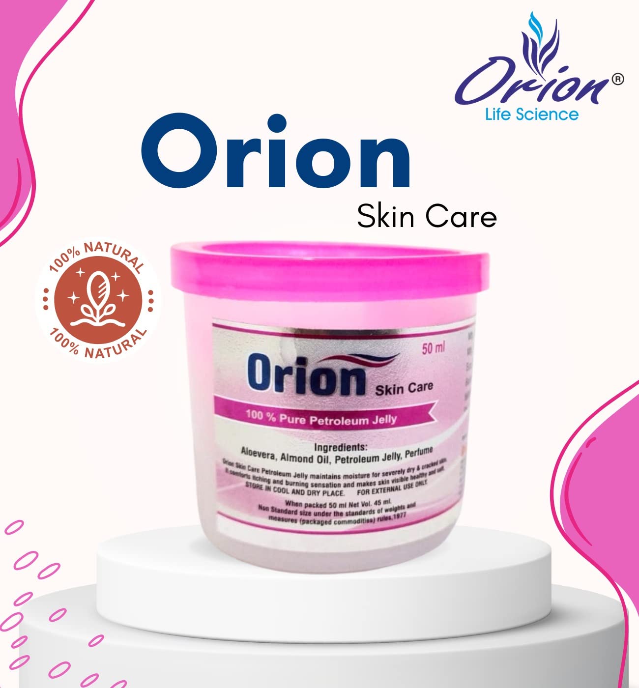 100% Pure White Petroleum Jelly for Dry Skin - 3 Pack (25ml Each) | Moisturizing Winter Skin Care | Prevents Stains from Hair Dye & Nail Polish | Ideal for Cracked Hands, Lips & Face Care