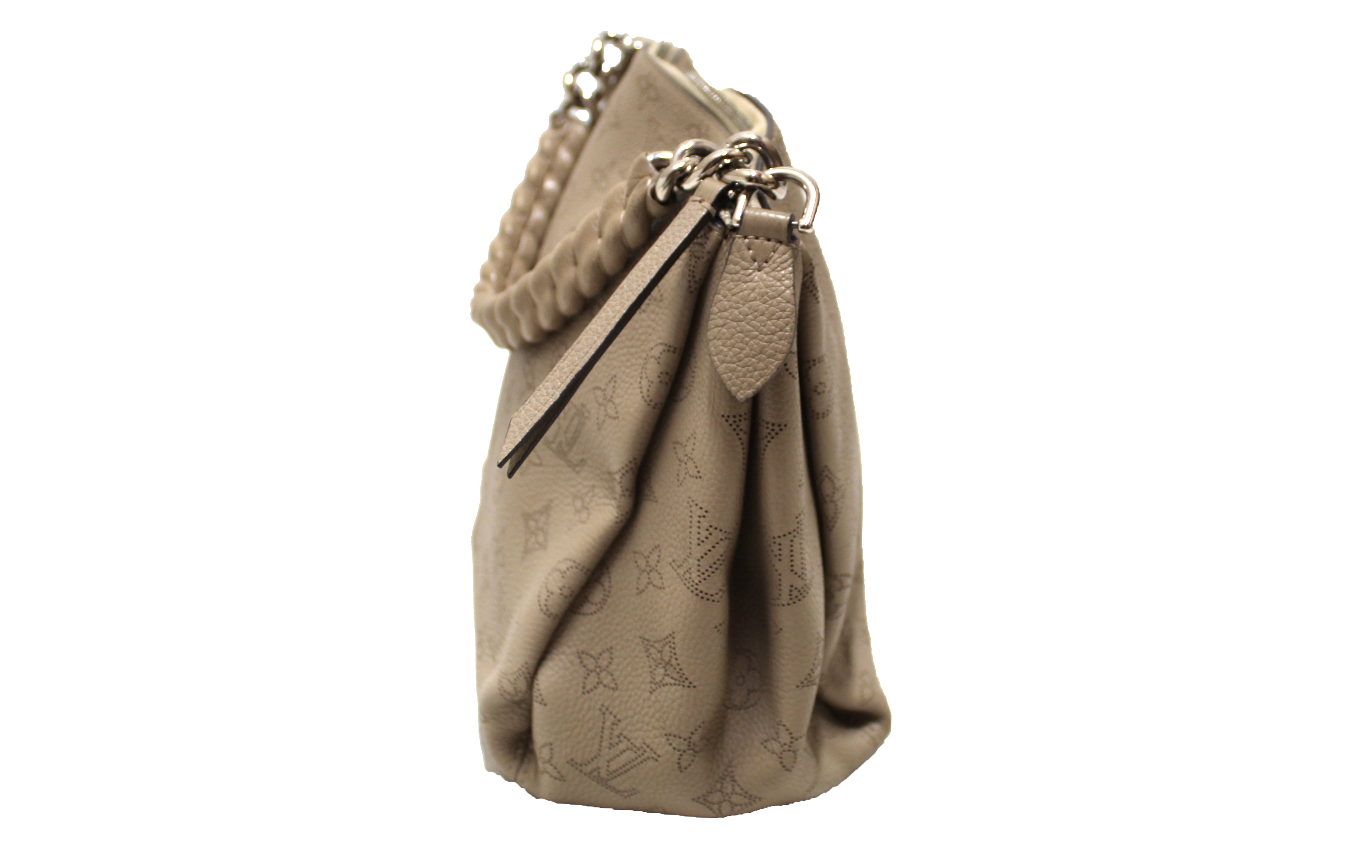 Authentic Louis Vuitton Grey Mahina Leather Babylone Chain BB Hobo Shoulder Bag - Luxury Crossbody Purse for Women, Perfect for Date Night & Evening Events
