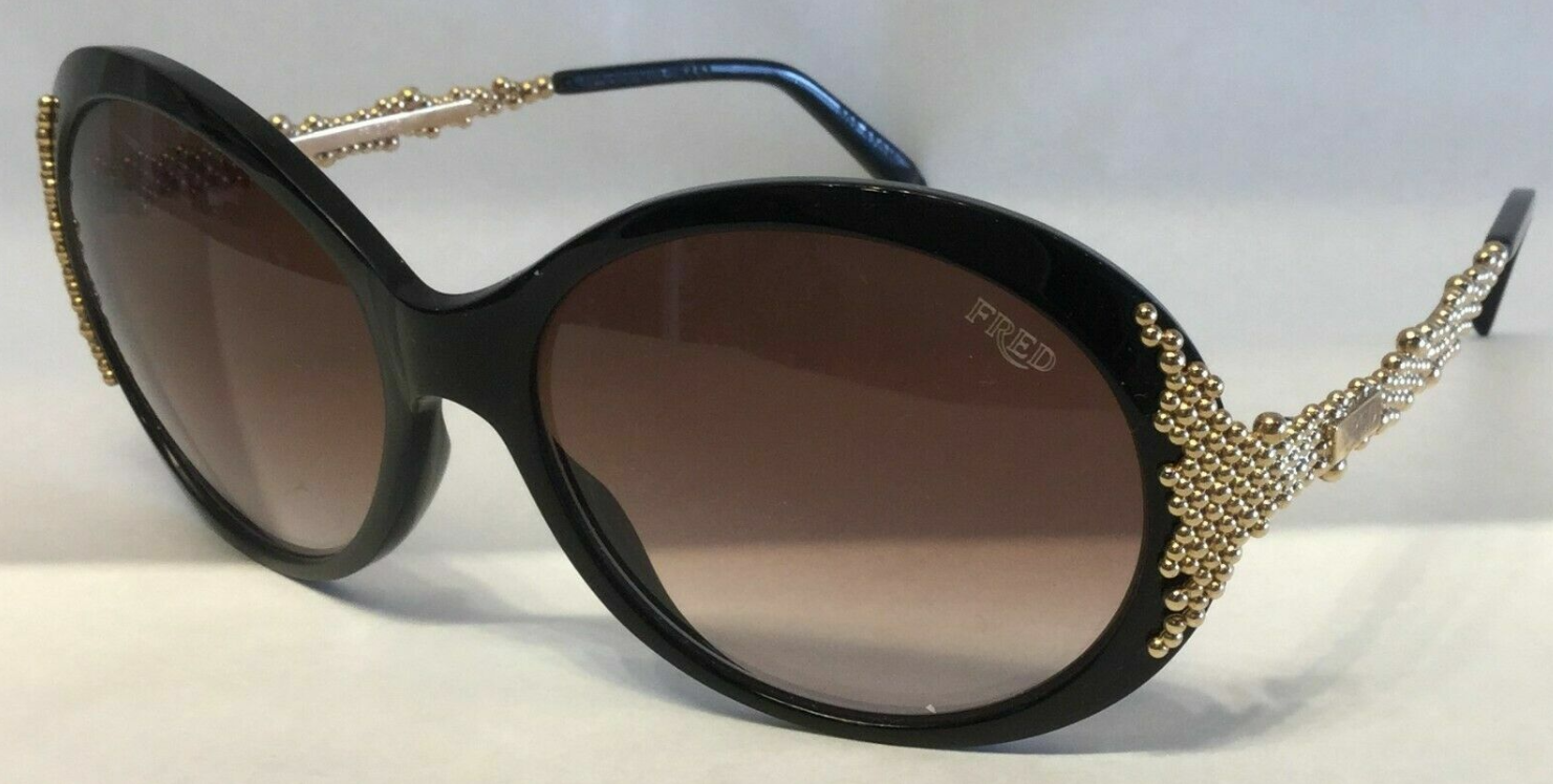Fred Pearls 8451 202 Black/Brown Gradient Oval Women's Sunglasses - UV Protection Fashion Shades for Driving, Beach & Outdoor Activities