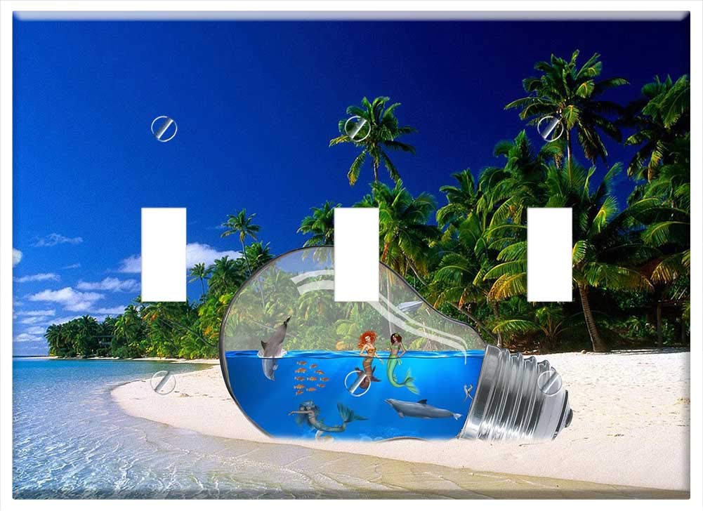 Fantasy Beach Light Switch Plate - Triple Toggle for Bedroom & Nursery Decor