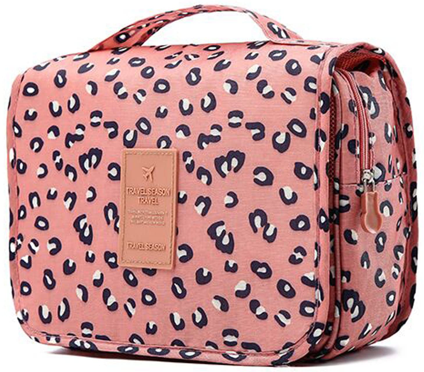 YYGOJOY Travel Toiletry Bag - Waterproof Hanging Cosmetic Organizer for Men & Women, Portable Makeup Bag with Leopard Print - Perfect for Camping, Gym, Business Trips & Vacation