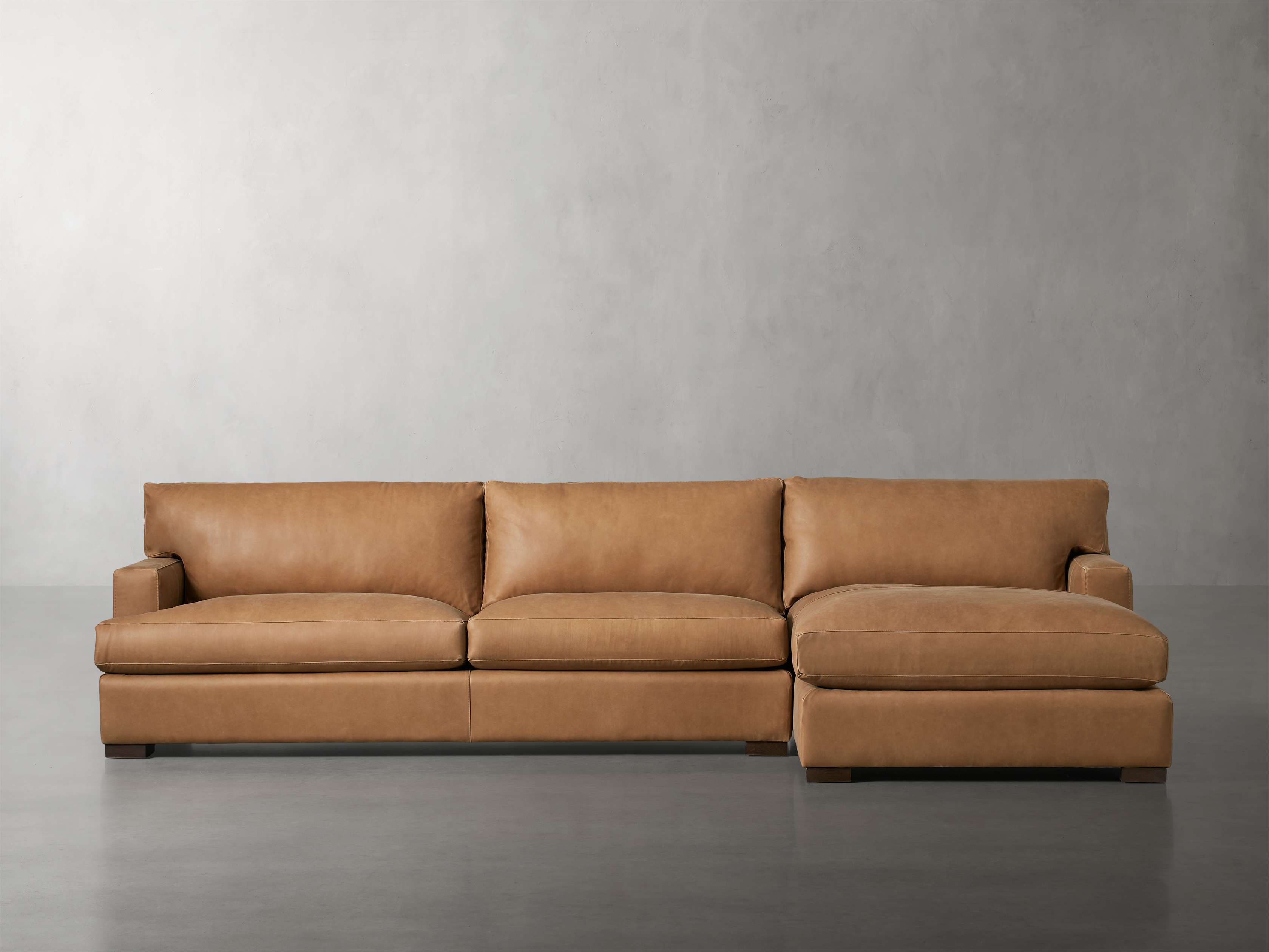Premium Dune Leather Two-Piece Chaise Sectional Sofa - Modern L-Shaped Couch for Living Room, Lounge & Home Theater Comfort