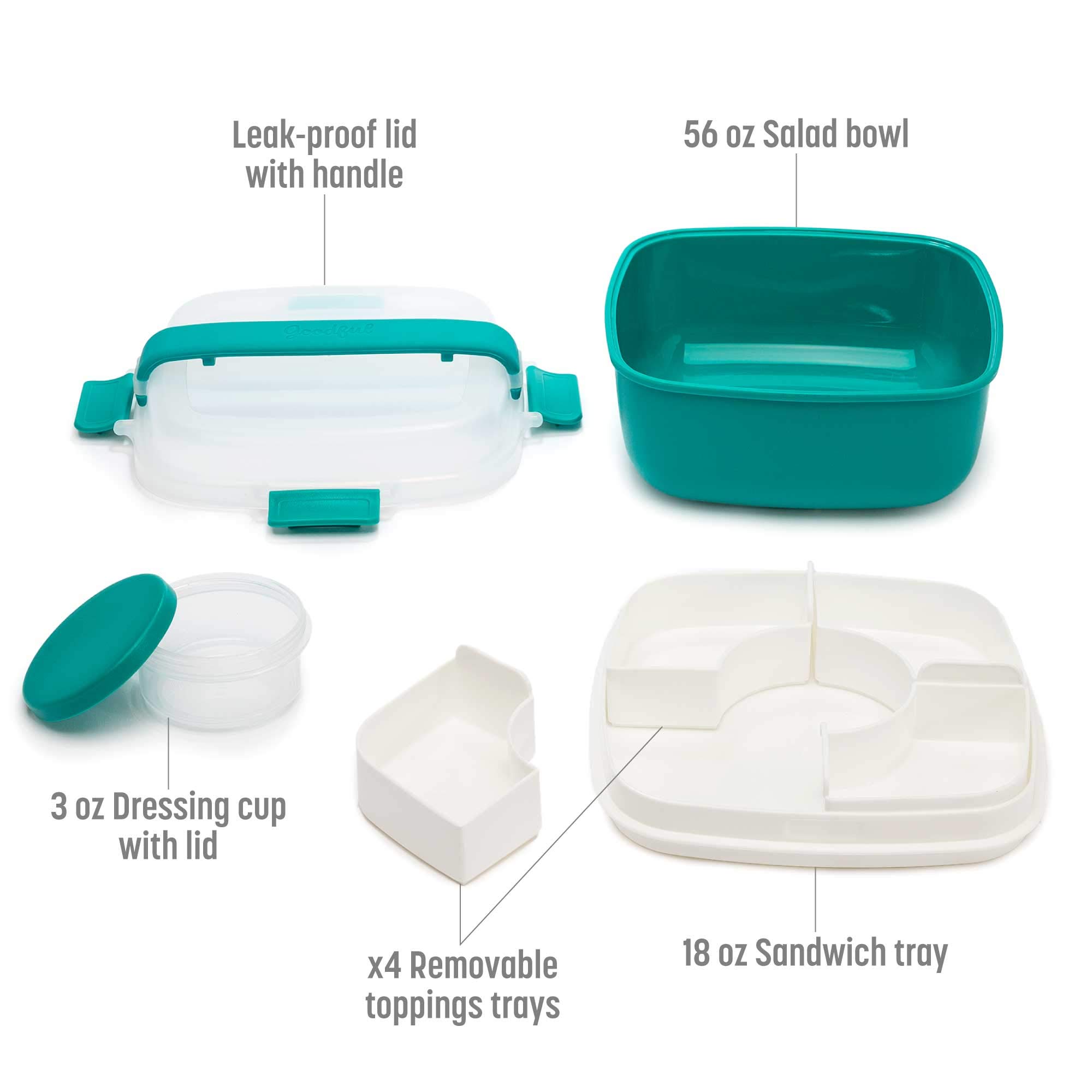 Goodful Stackable Bento Lunch Box - 56oz Leak-Proof Food Storage Container with Removable Compartments | BPA-Free Meal Prep for Sandwiches, Snacks & Salad Toppings | Perfect for Office, School & Picnics