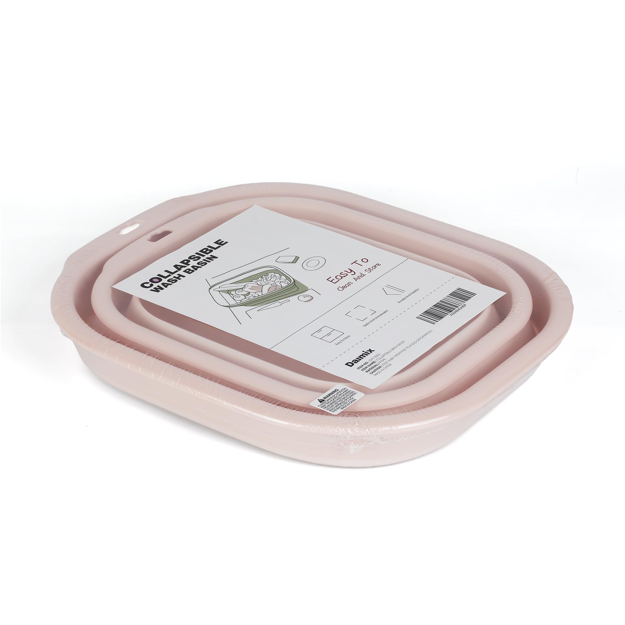 Collapsible Wash Basin Set of 2 - Foldable Small & Medium Plastic Laundry Tub for Travel, Camping, Baby Bottles & Household Use (Pink) | Portable Space-Saving Solution for Outdoor Adventures & Home Organization