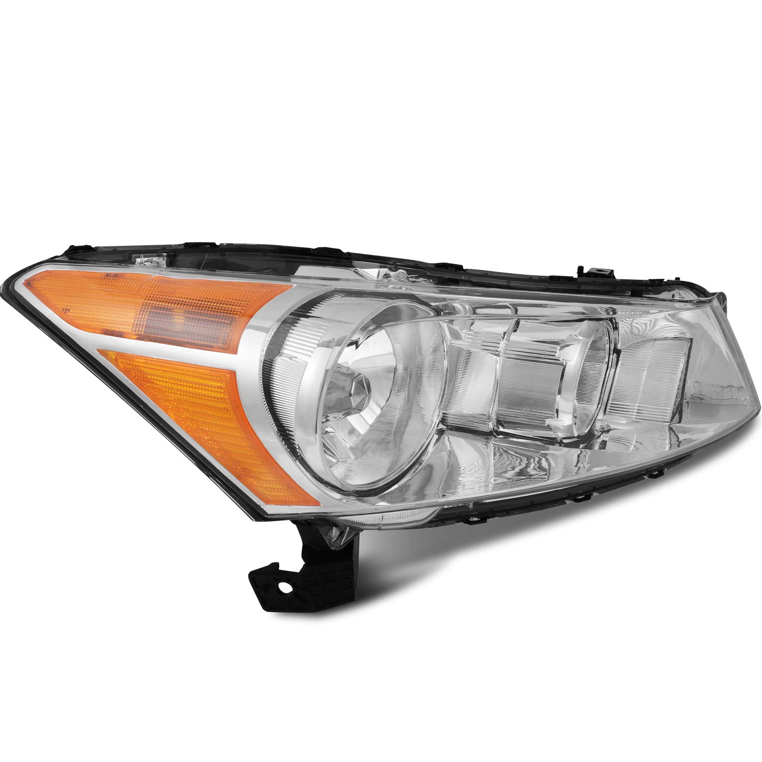 TUPARTS Chrome Housing Amber Reflector Clear Lens Headlight Pair for 2008-2012 Honda Accord - Replacement Headlight Assembly for Improved Night Driving & Enhanced Style